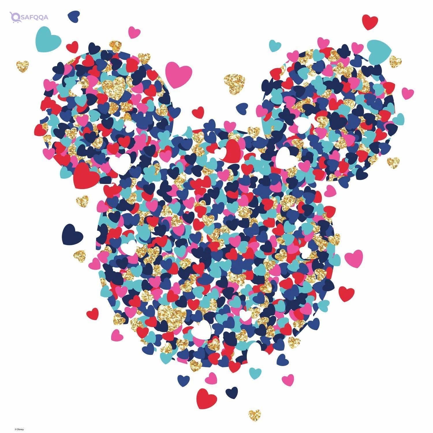 RoomMates Disney Minnie Mouse Heart Confetti Giant Peel & Stick Wall Decals with Glitter - Safqqa