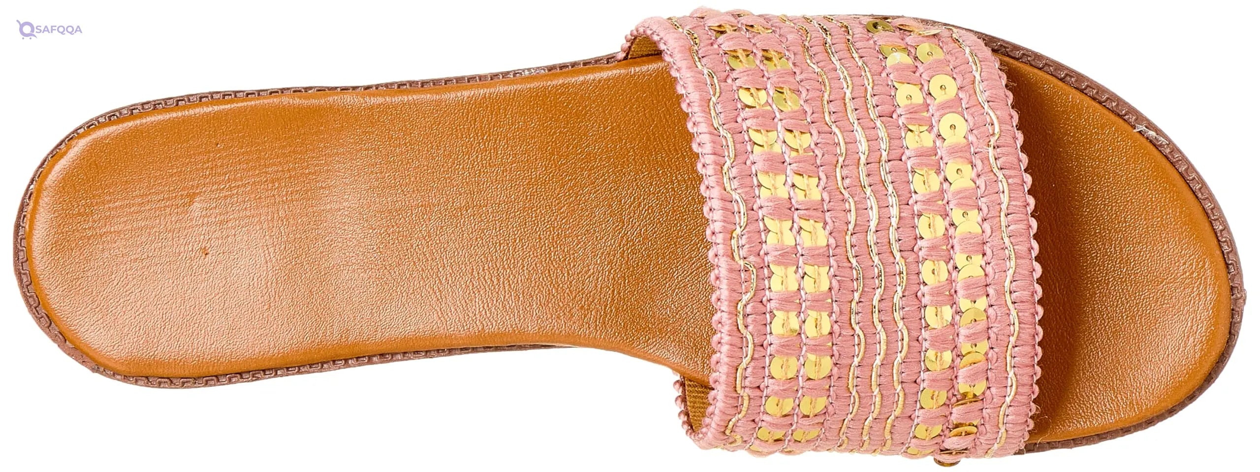 SWAY slippers ,laced canvas with a touch of gold glitter For Women,Soft cushioned insole for all-day comfort. - Safqqa