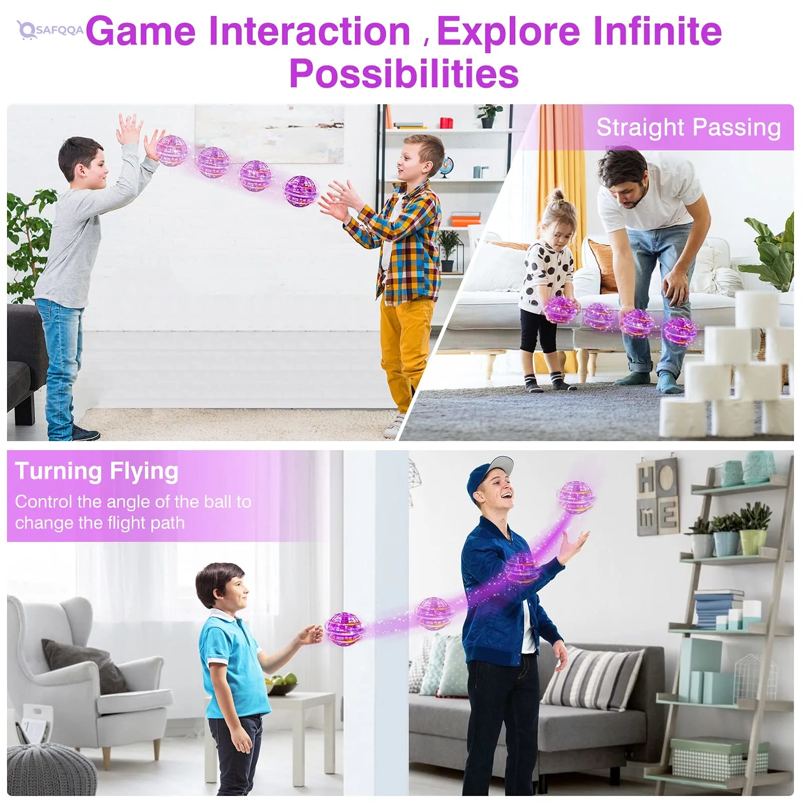 2022 Upgraded Flying Orb Ball – Hand-Controlled Boomerang Hover Ball Spinner Toy with Lights, Indoor & Outdoor Gift for Kids Ages 6+ - Safqqa