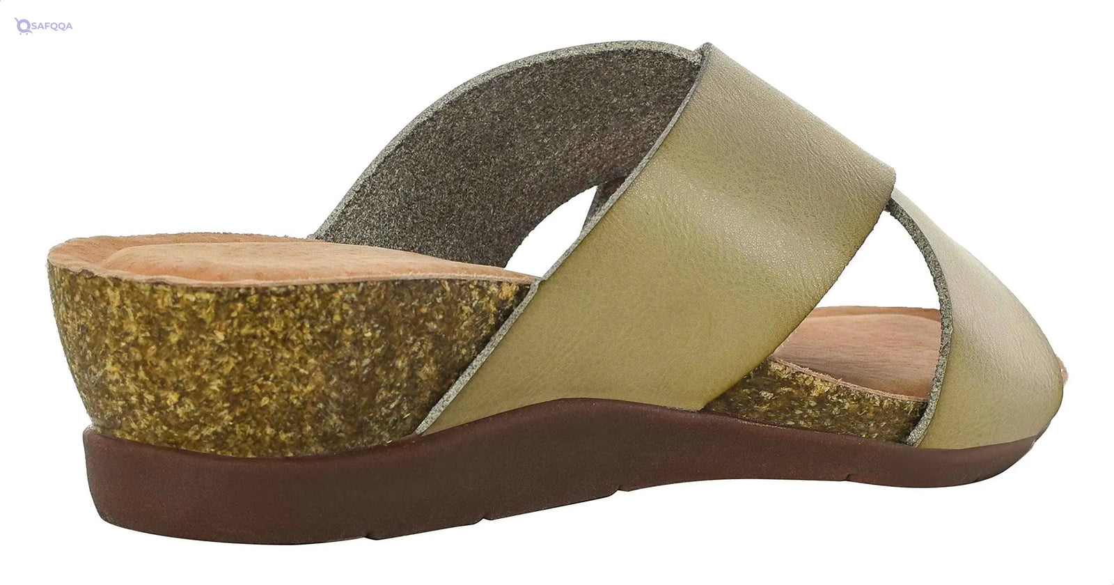 Pixi Faux Leather Cross Strap Open Front Wedge Slipper For Women - Safqqa Egypt