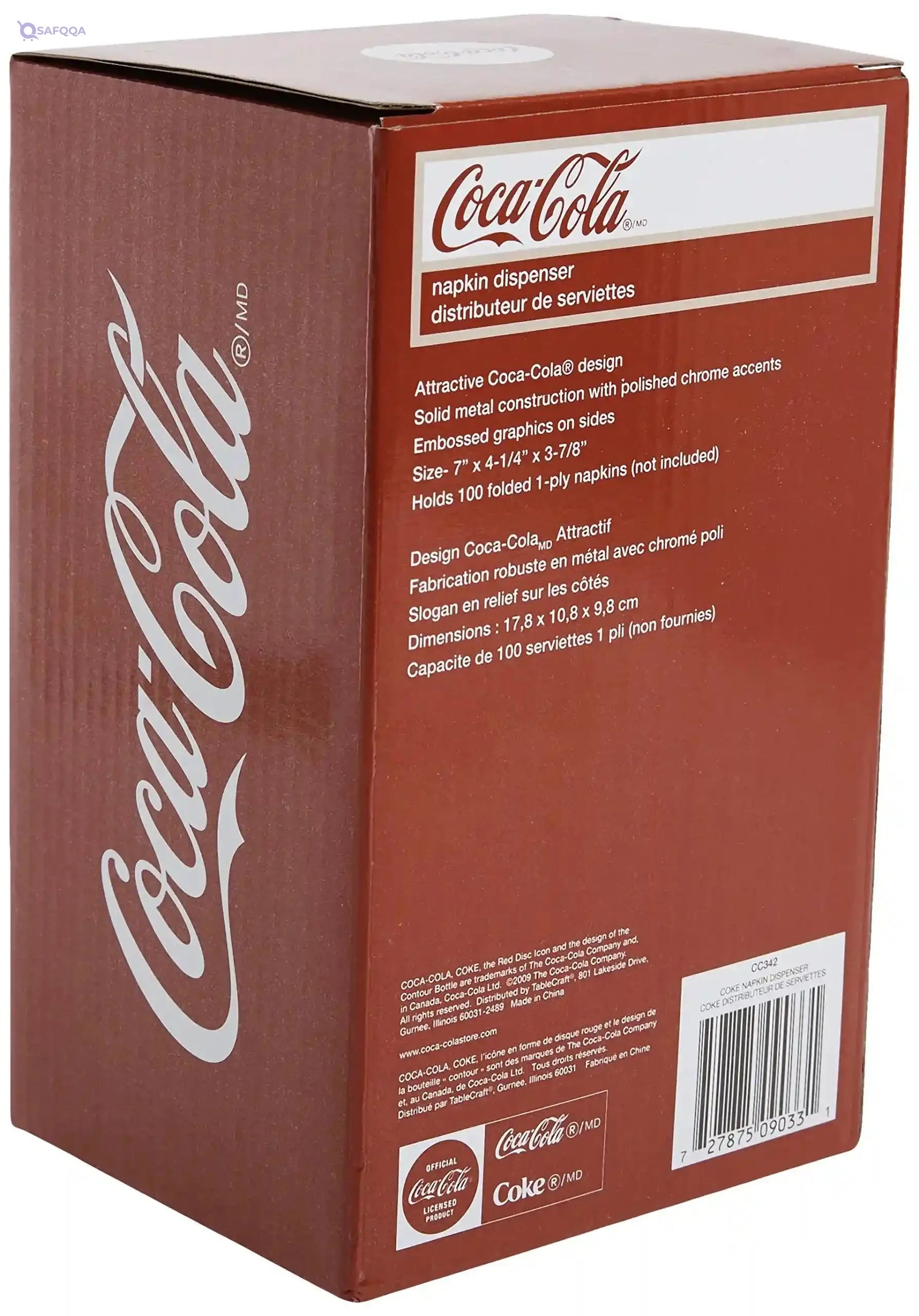TableCraft Coca-Cola Salt and Pepper Shaker Set with Chrome Plated Metal Rack Small - Safqqa