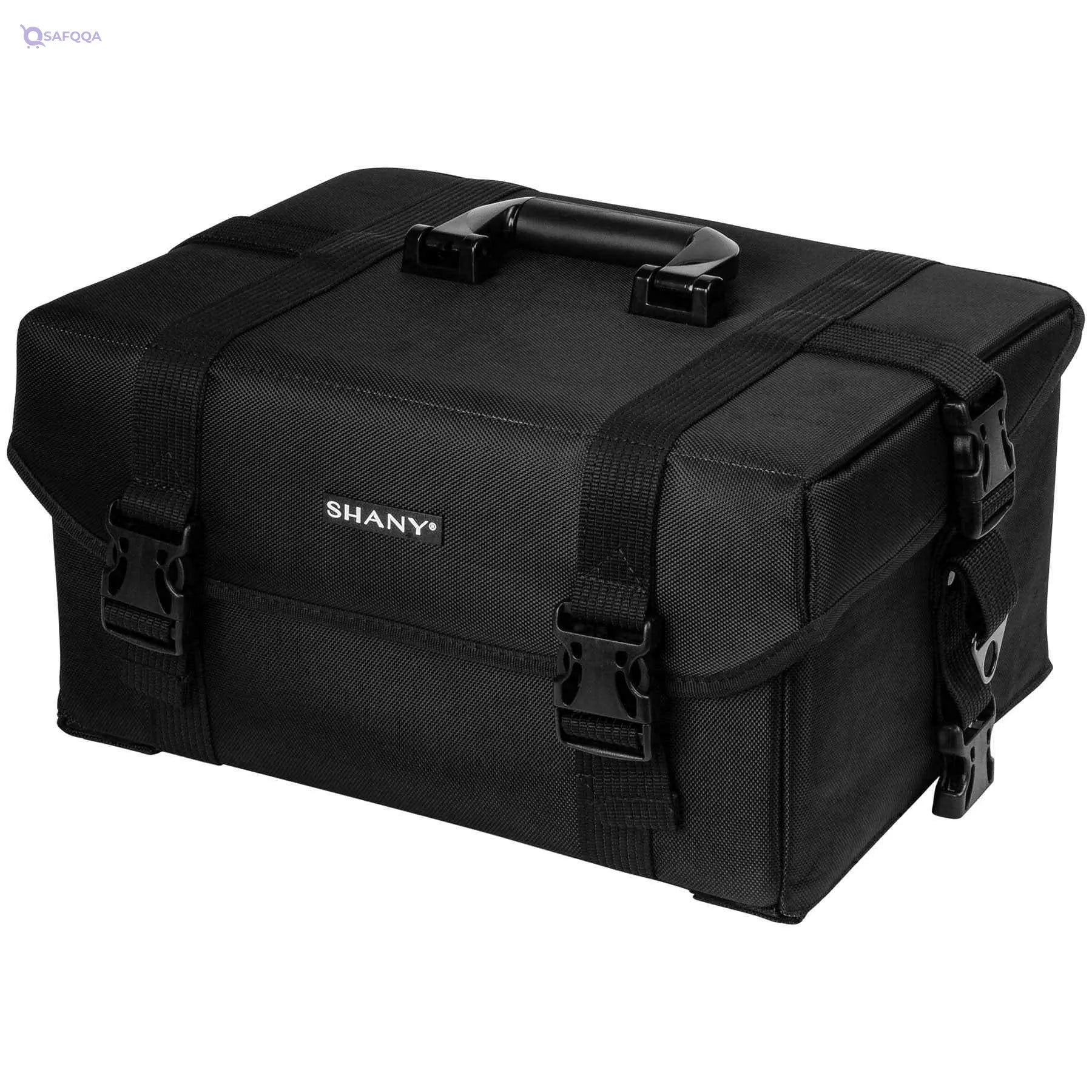 Shany Soft MakEUp Artist Rolling Trolley Cosmetic Case With Free Set Of Mesh Bags - Jet Black-Open Box - Safqqa