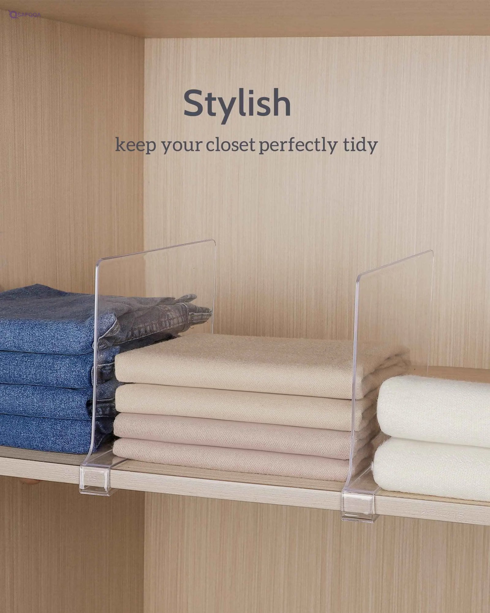 Clear Acrylic Shelf Dividers – Set of 12 Closet and Shelf Organizers - Safqqa