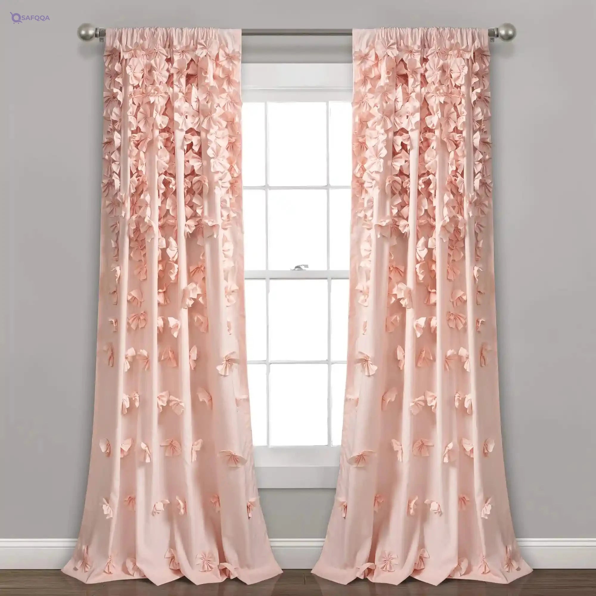 Lush Decor Riley Window Curtain Sheer Ruffled Textured Bow Window Panel for Living, Dining Room, Bedroom (Single), 54"W x 84"L, - Safqqa
