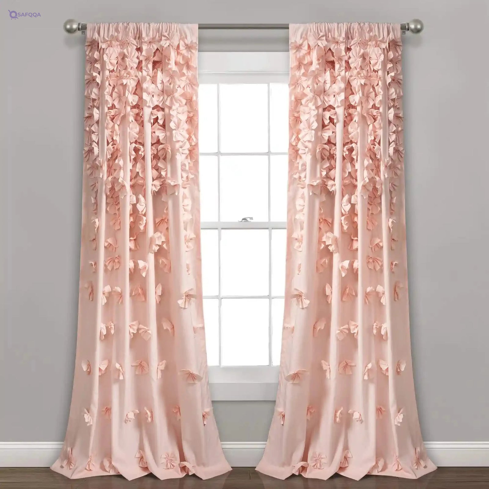 Lush Decor Riley Window Curtain Sheer Ruffled Textured Bow Window Panel for Living, Dining Room, Bedroom (Single), 54