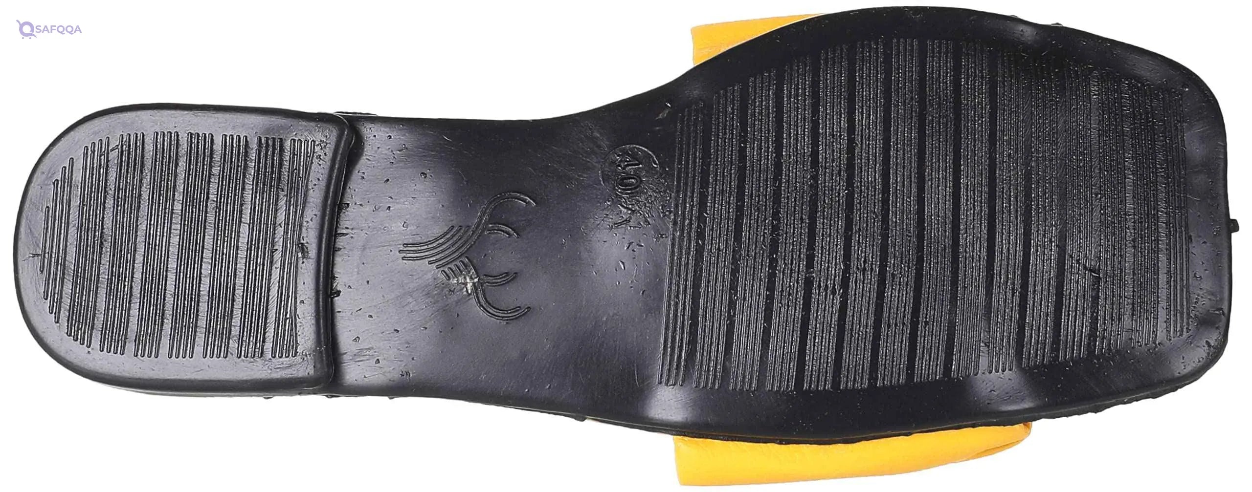 OX Faux Leather Yellow Slides OX005 , Size 41 EU - Safqqa Egypt