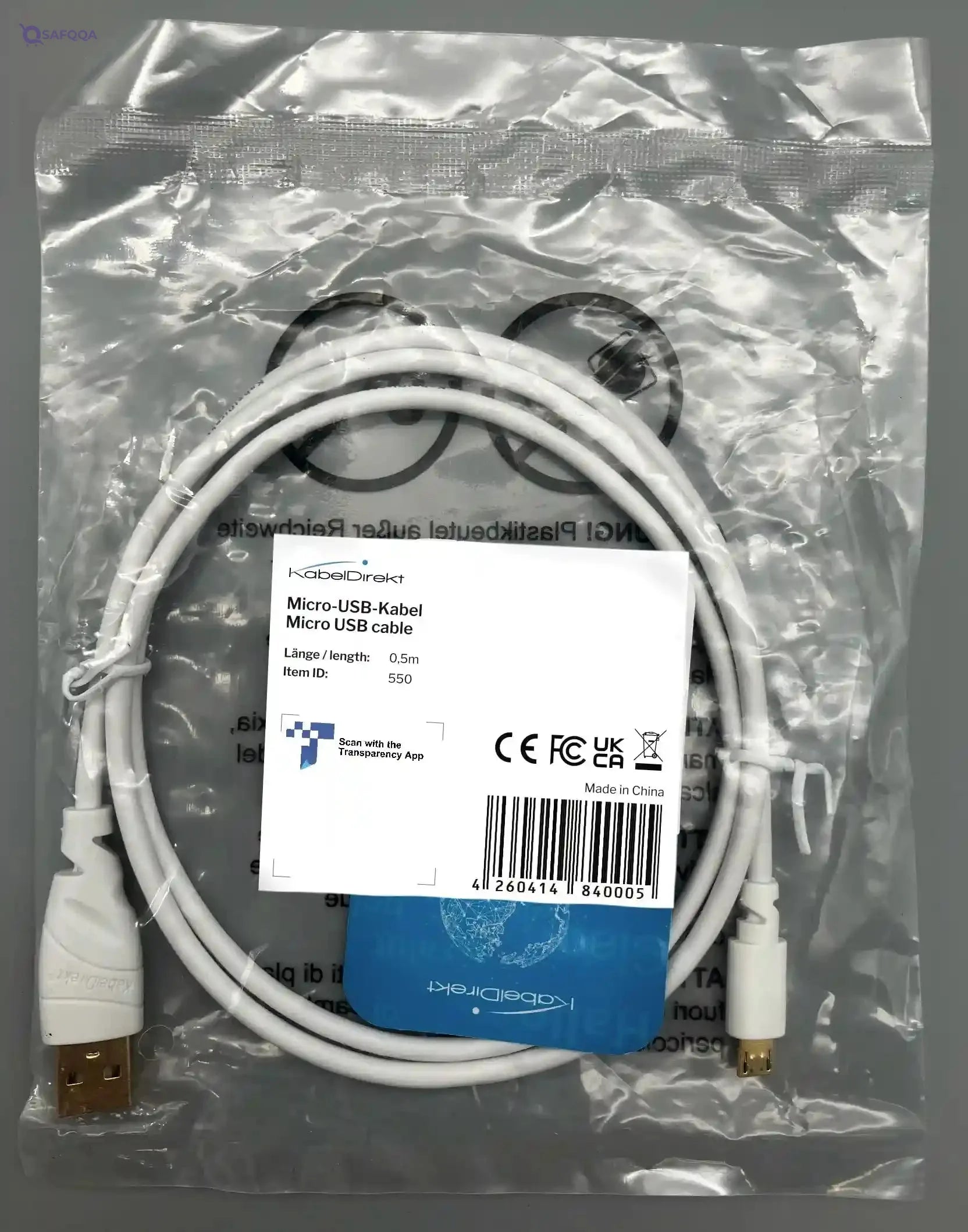 KabelDirekt – Micro USB Cable (USB 2.0, Synch & Charge Cable, white) TOP Series, Pack of 5 Cables, 0.5 Meters - Safqqa Egypt
