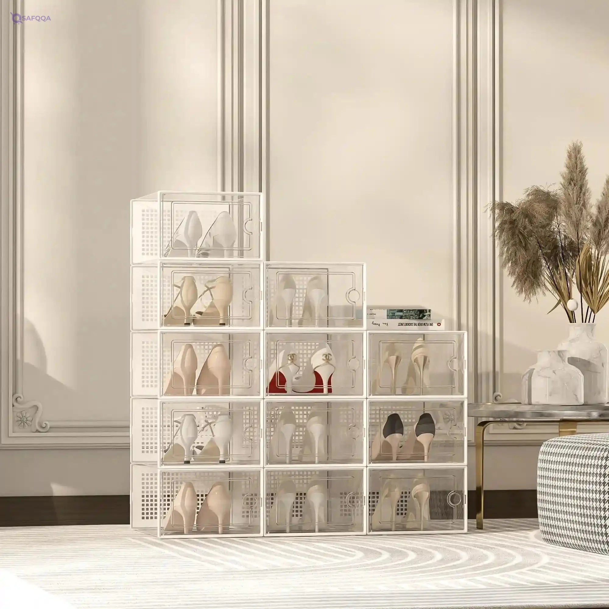 Kuject X-Large Shoe Storage Boxes – Clear Plastic, 12 Pack - Safqqa
