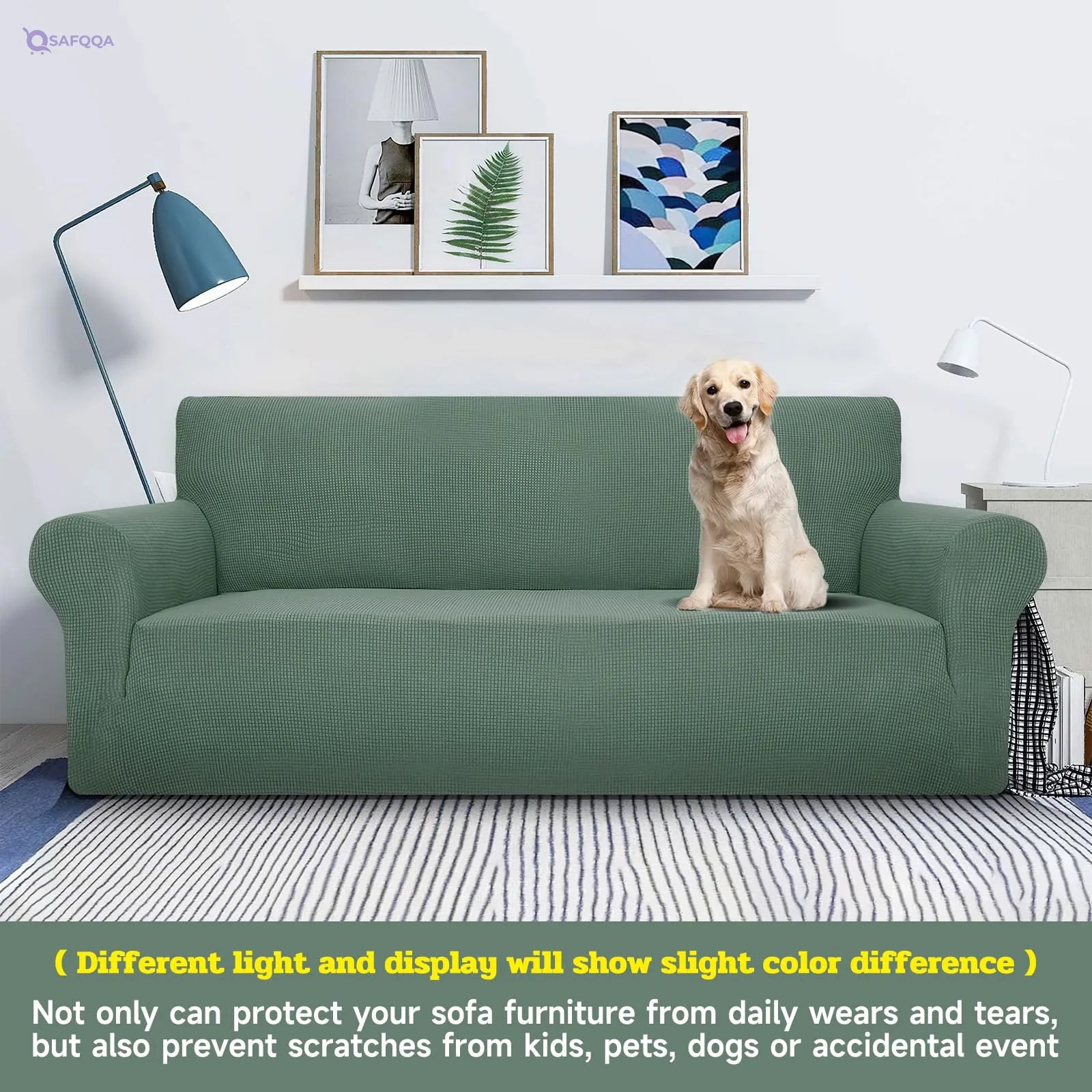 INFOSUN Stretch Sofa Cover Set with Anti-Slip Design & Pillow Covers - Safqqa