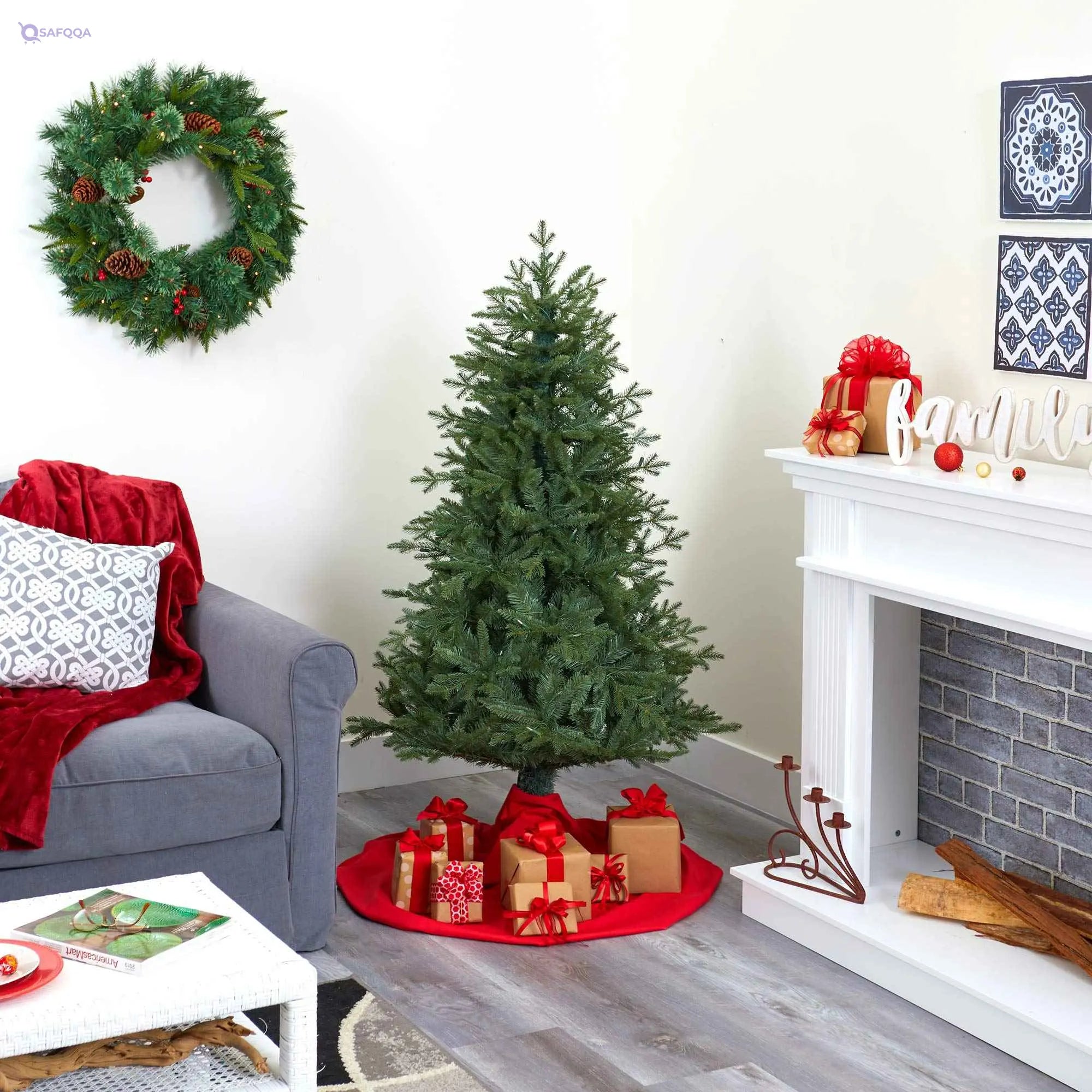 Nearly Natural Artificial Christmas Tree – PVC/PE - Safqqa