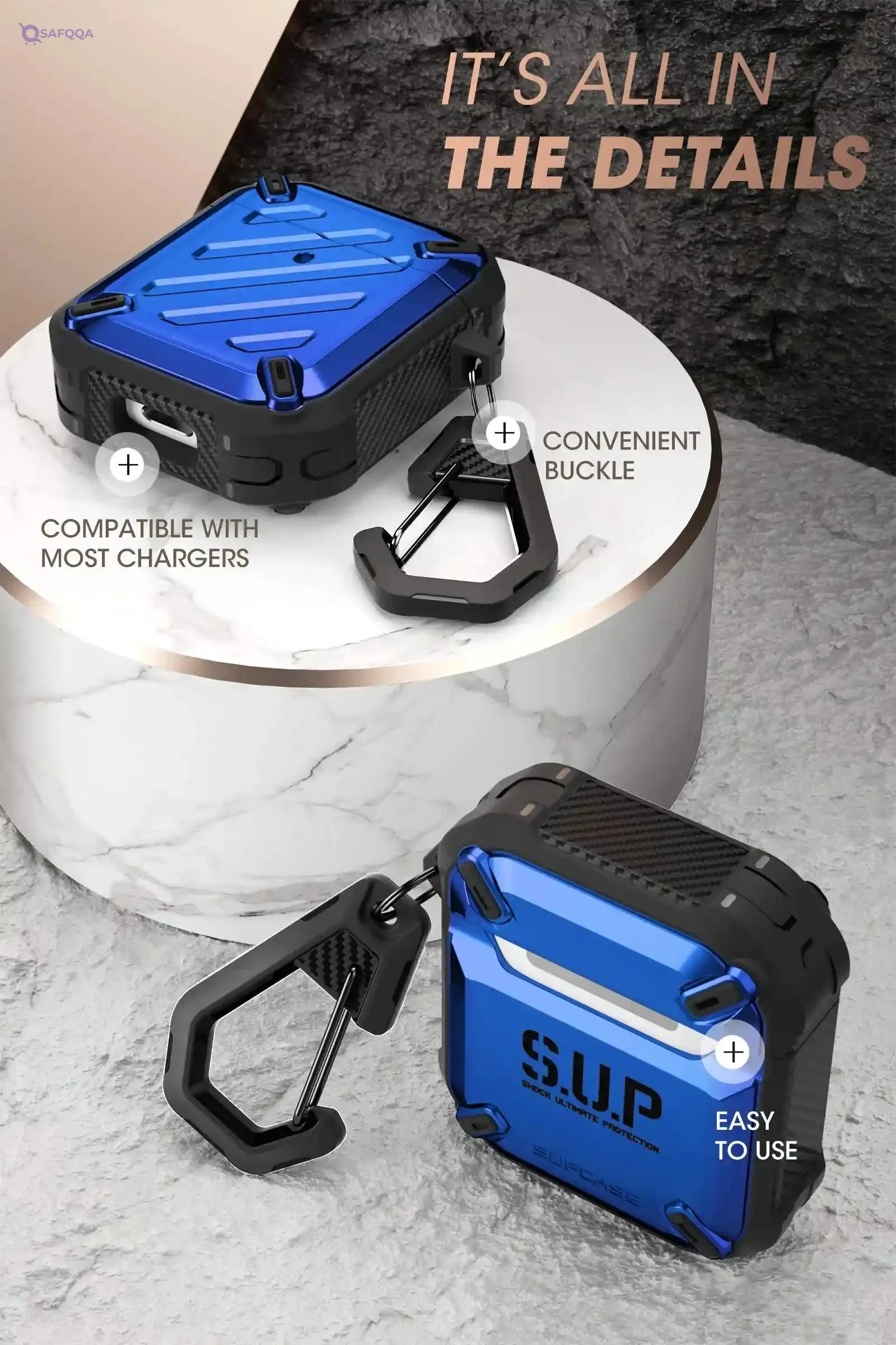 SUPCASE Unicorn Beetle Pro Series - Full Body Rugged Protective Case for Apple AirPods 1st/2nd Generation, Blue - Safqqa Egypt