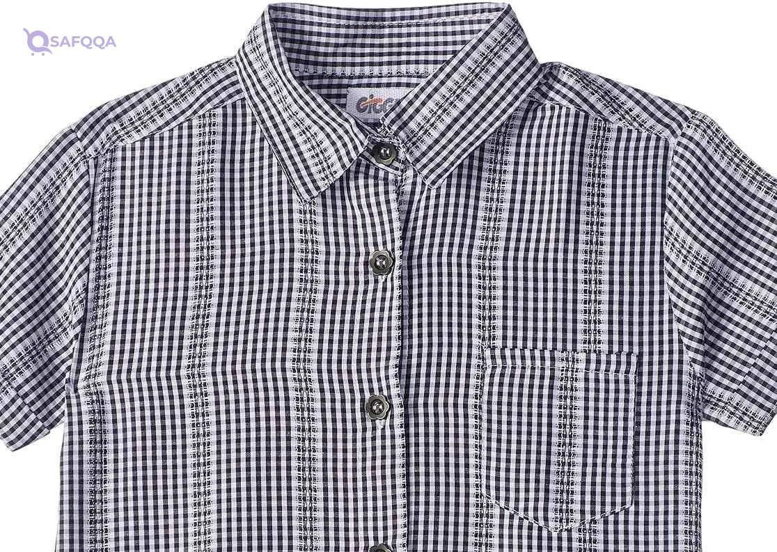 Giggles Button-Down Short Sleeves Plaid Cotton Shirt Dress for Girls - Safqqa Egypt