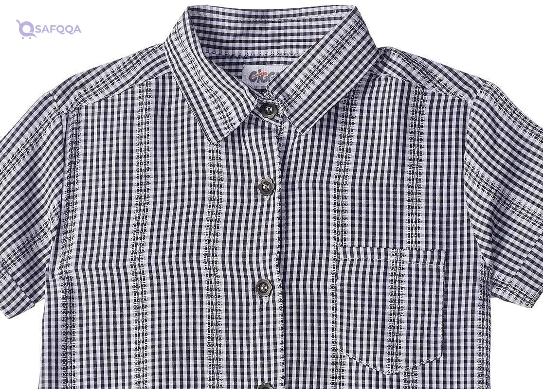 Giggles Button-Down Short Sleeves Plaid Cotton Shirt Dress for Girls - Safqqa Egypt