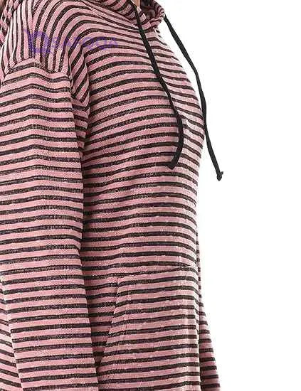 Jamila Women's Striped Drawstring Hoodie with Kangaroo Pockets - Safqqa