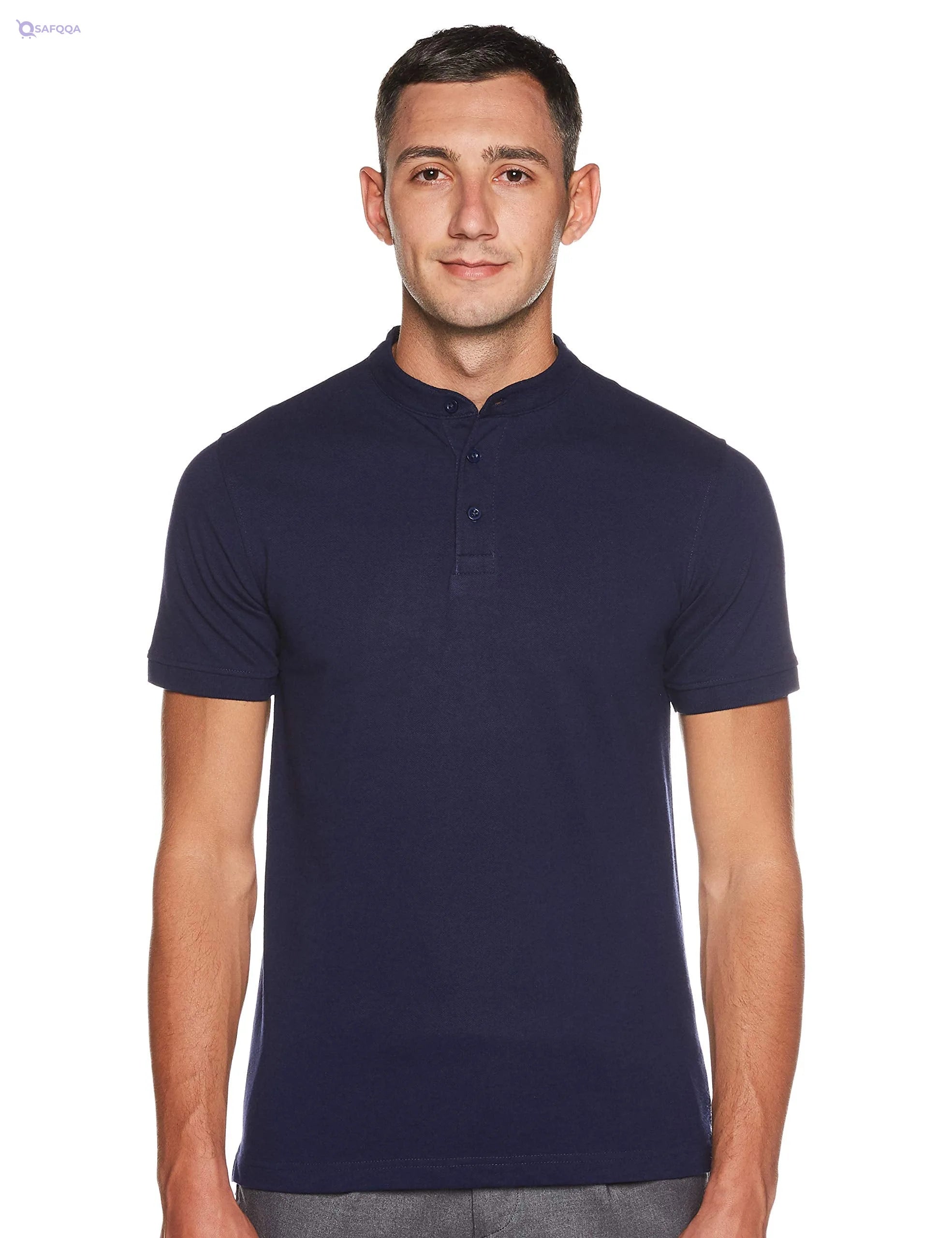 Symbol Men’s Solid Henley Regular Fit Polo - Safqqa