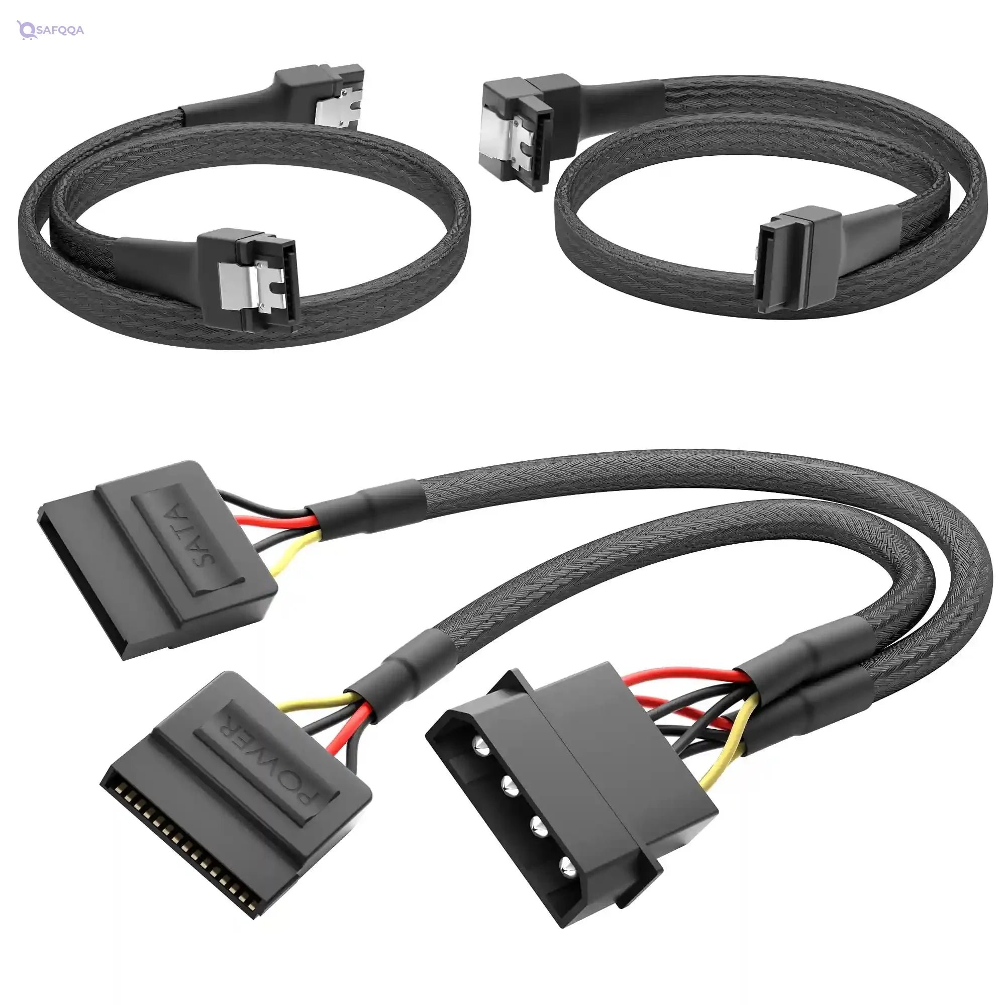 KabelDirekt Power & Data Cable Set – Molex to SATA + 7-pin Data, 0.6m & 60cm - Safqqa