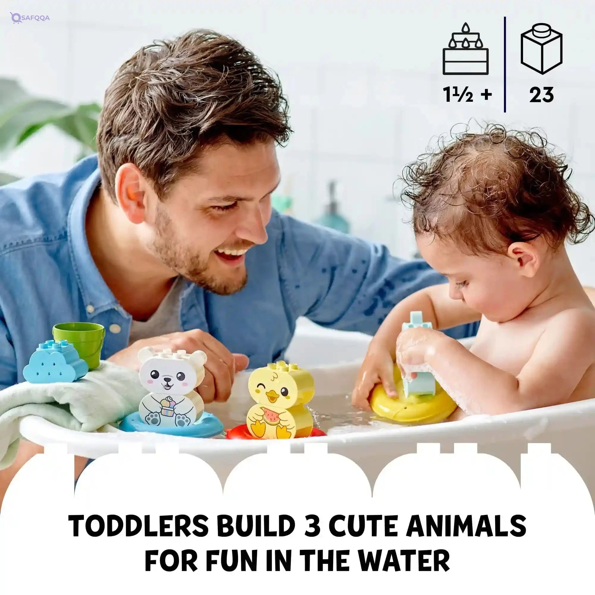 LEGO DUPLO My First Bath Time Fun: Floating Animal Train 10965 Building Toy for Preschool Kids Aged 18 Months and up (14 Pieces) - Safqqa
