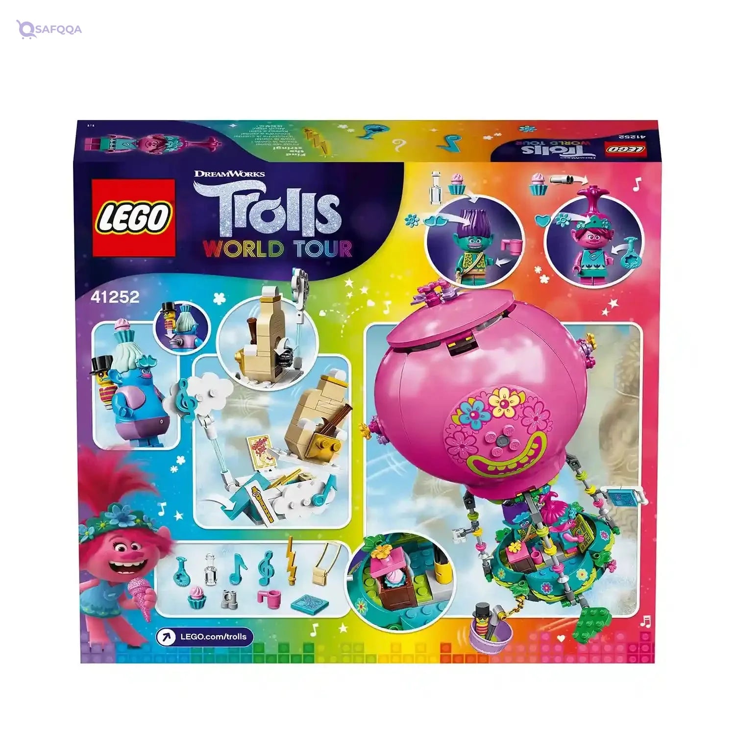 LEGO Trolls World Tour Poppy’s Hot Air Balloon Adventure 41252 Building Kit, an Ideal for Creative Play (250 Pieces) - Safqqa