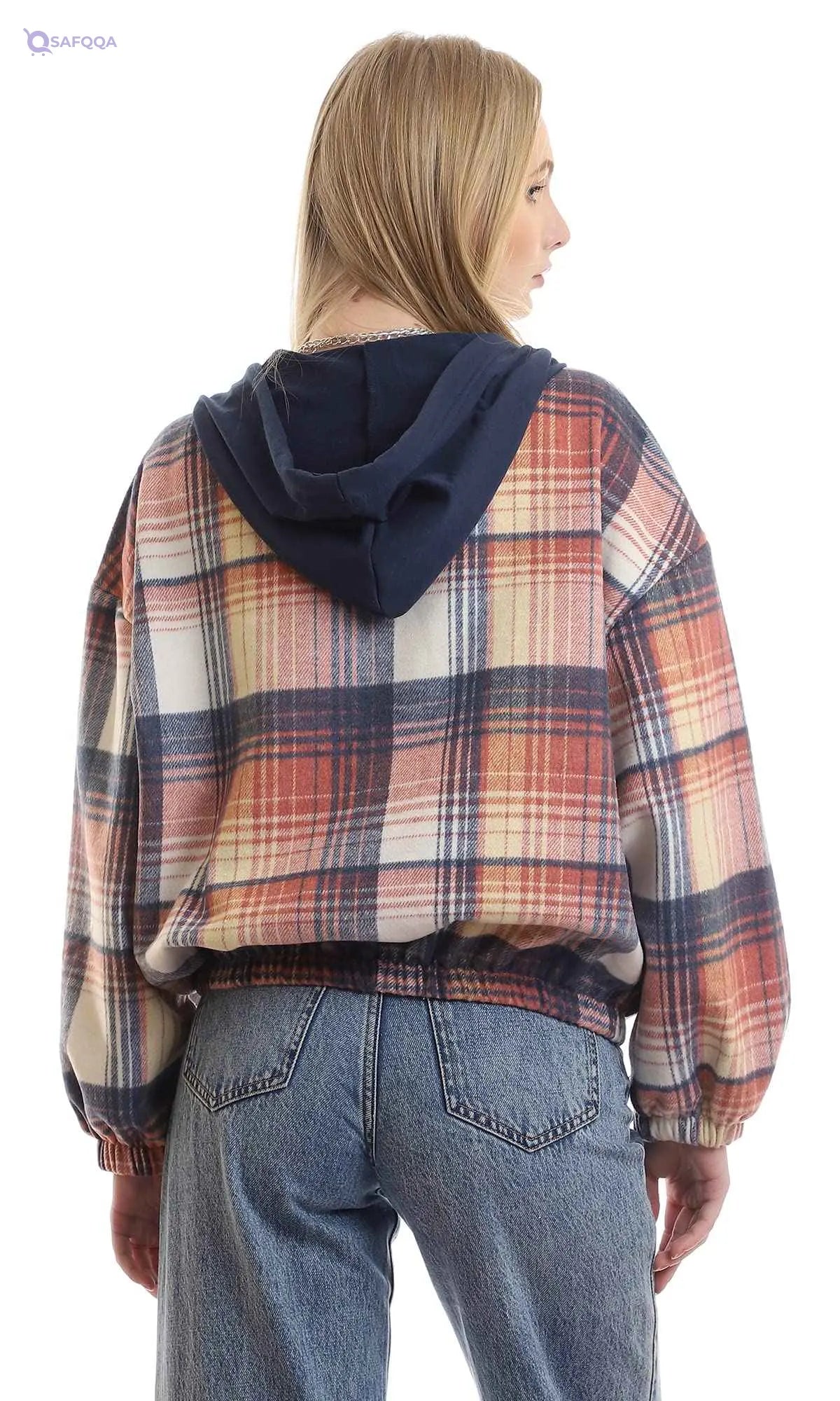 Ravin 95900 Hooded Neck Plaids Sweatshirt, - Safqqa