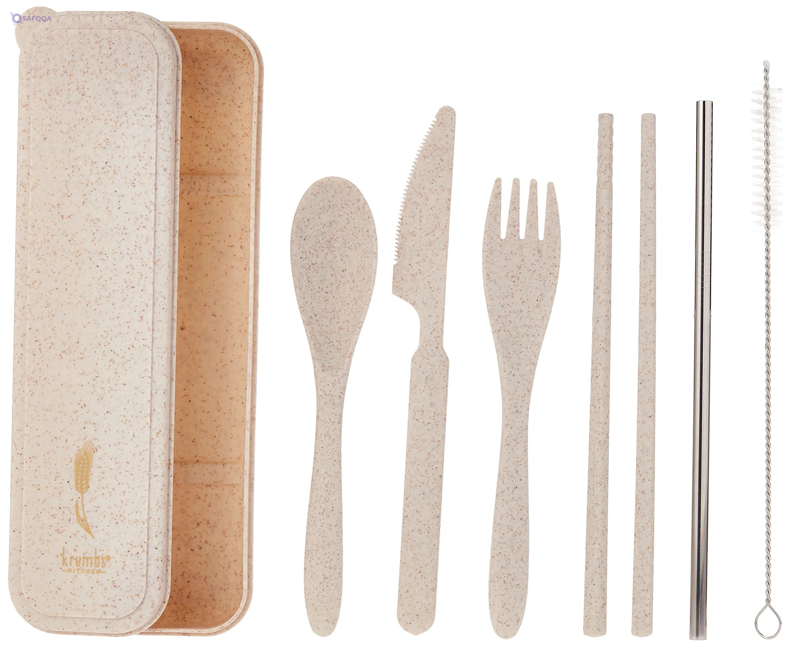 Krumbs Kitchen on The Go Wheat Straw Utensil Set, Assorted - Safqqa