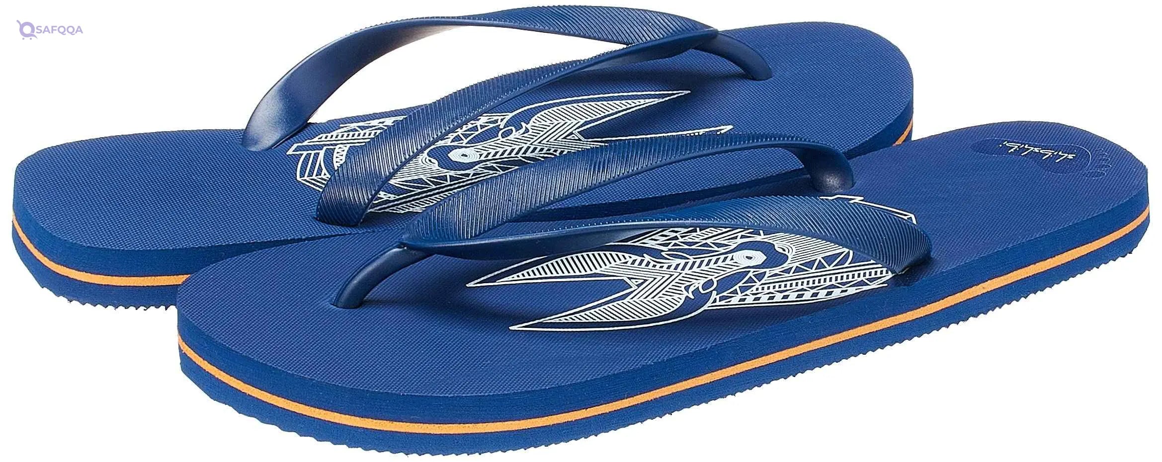Shibshibi Blue Rubber Flip Flop Slipper For Men With Blue Plastic Strap - Safqqa