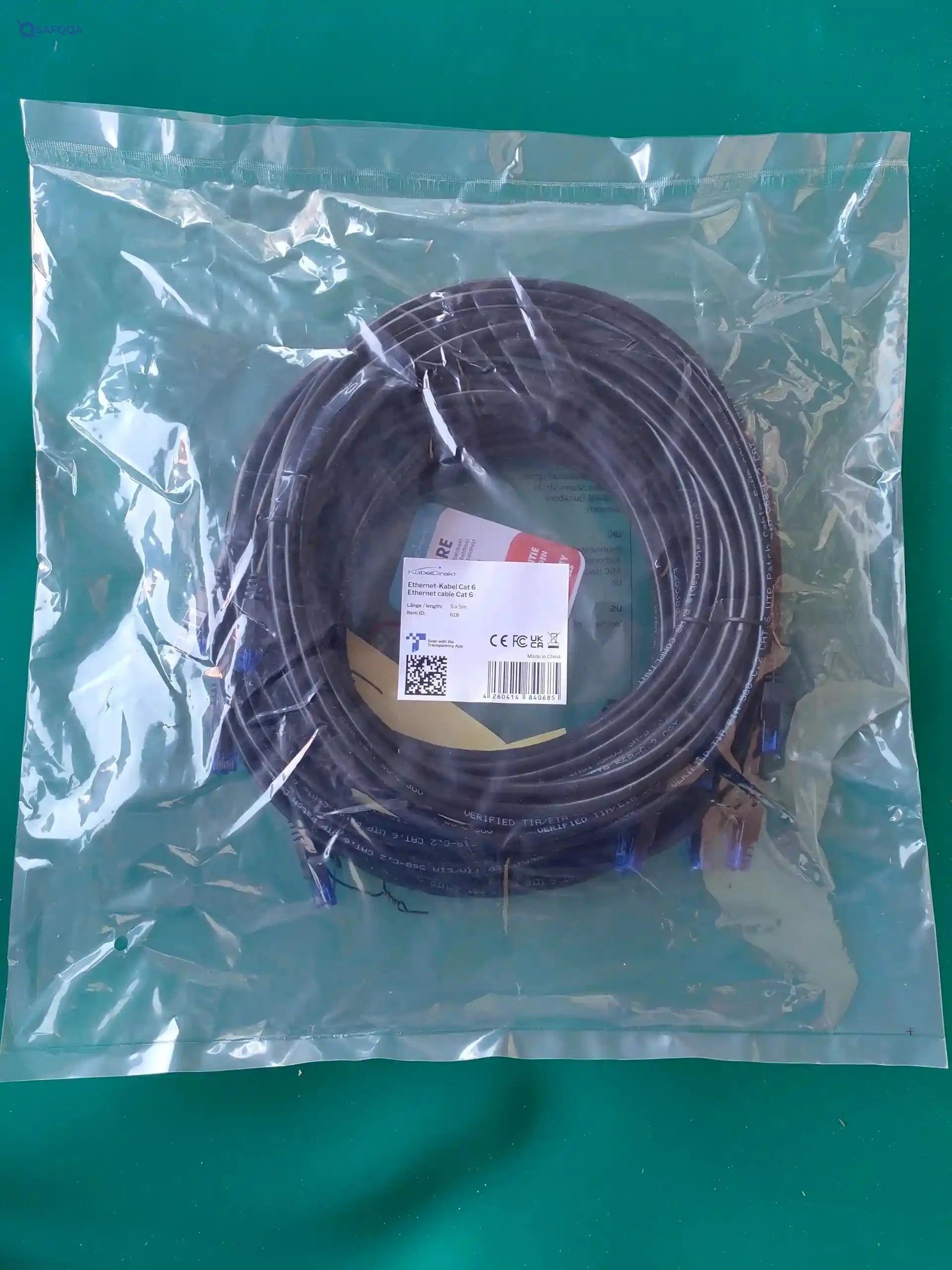 KabelDirekt 5-meter cable transmitting internet at 1 gigabit per second, black/blue - Safqqa
