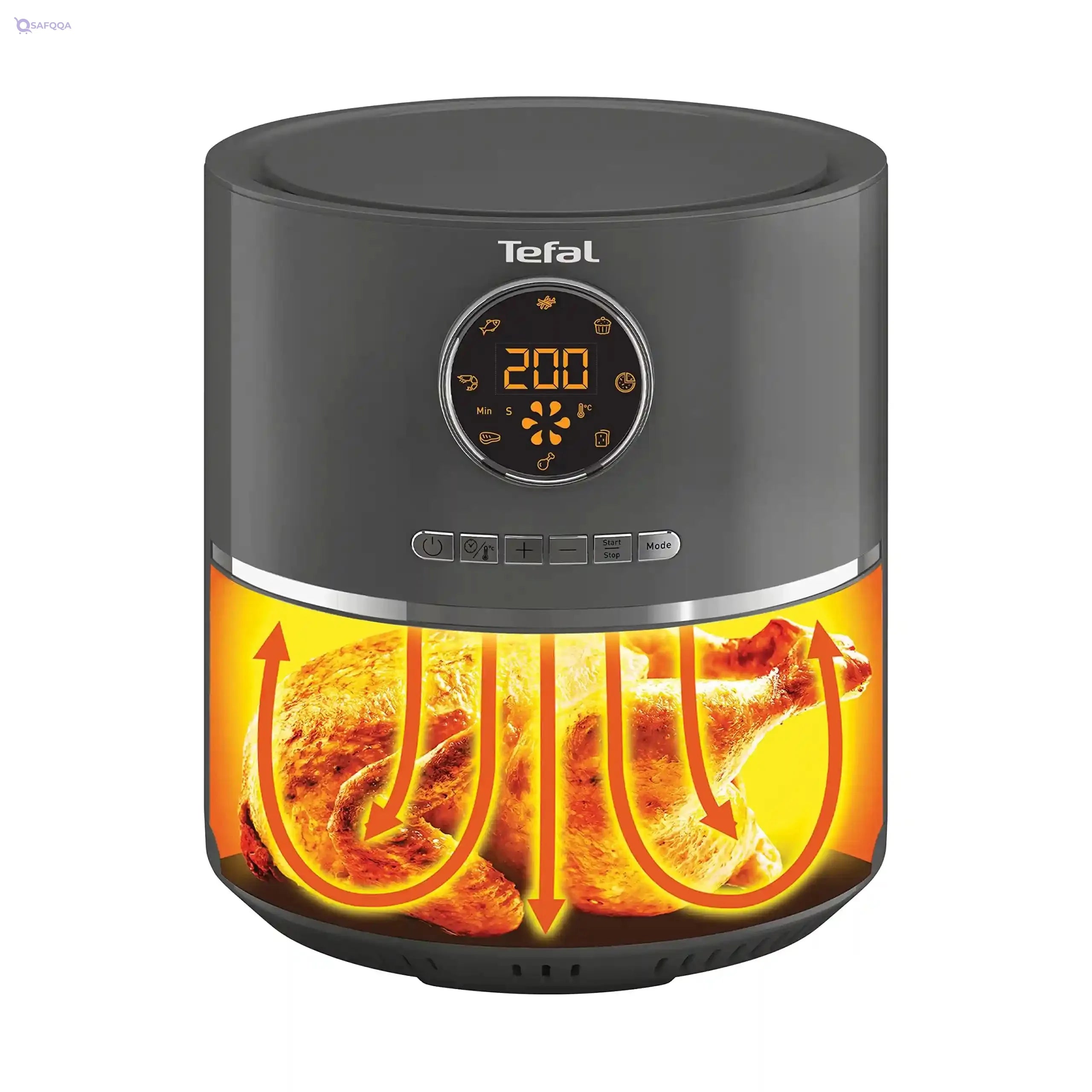 Tefal Ultra Fry Digital Air Fryer, 4.2 Liters, 8 Programs, Charcoal Grey - EY111B15 - Safqqa