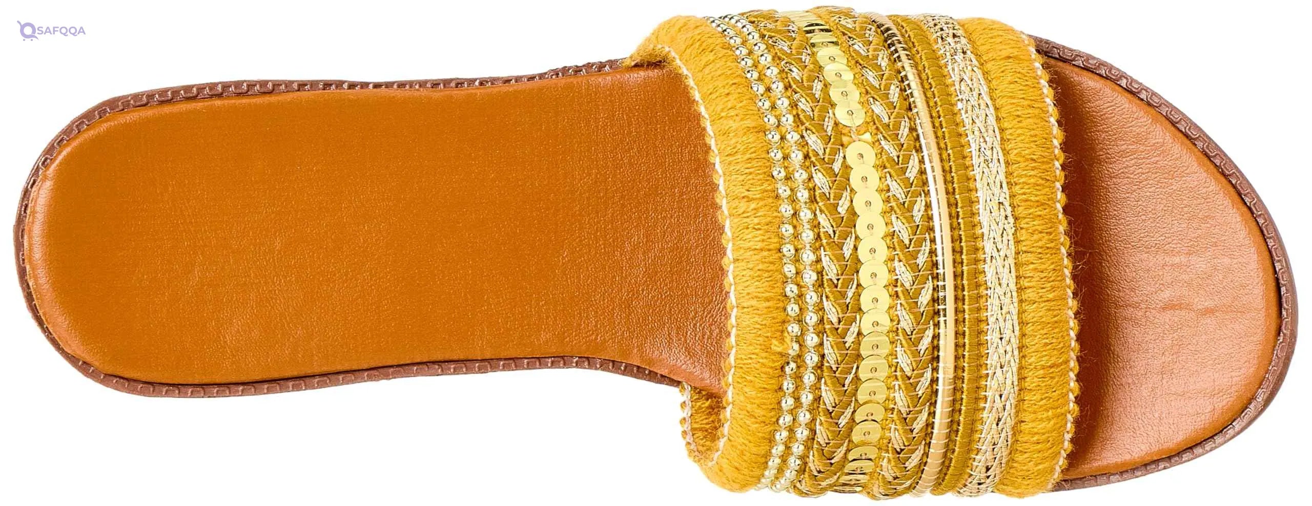 Sway 1 c.m slippers,lace fabric arabesque style embroidery strap - Safqqa