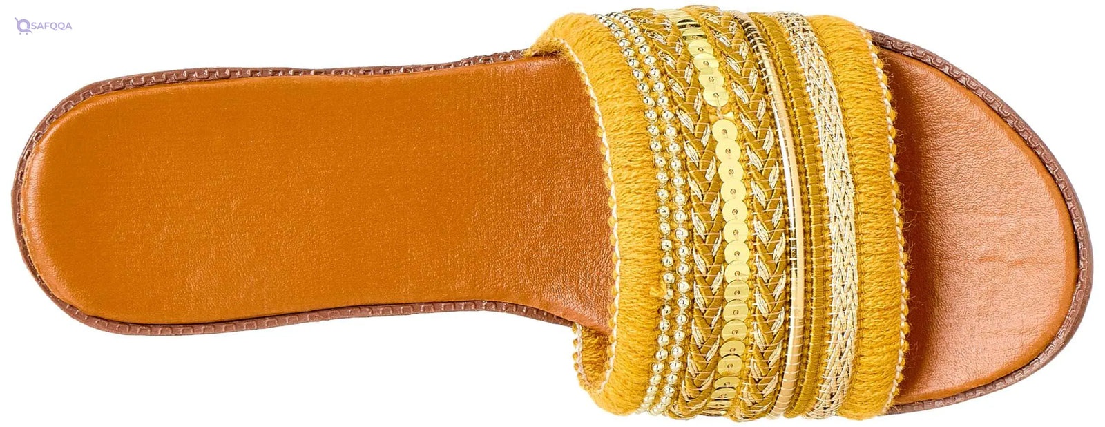 Sway 1 c.m slippers,lace fabric arabesque style embroidery strap - Safqqa