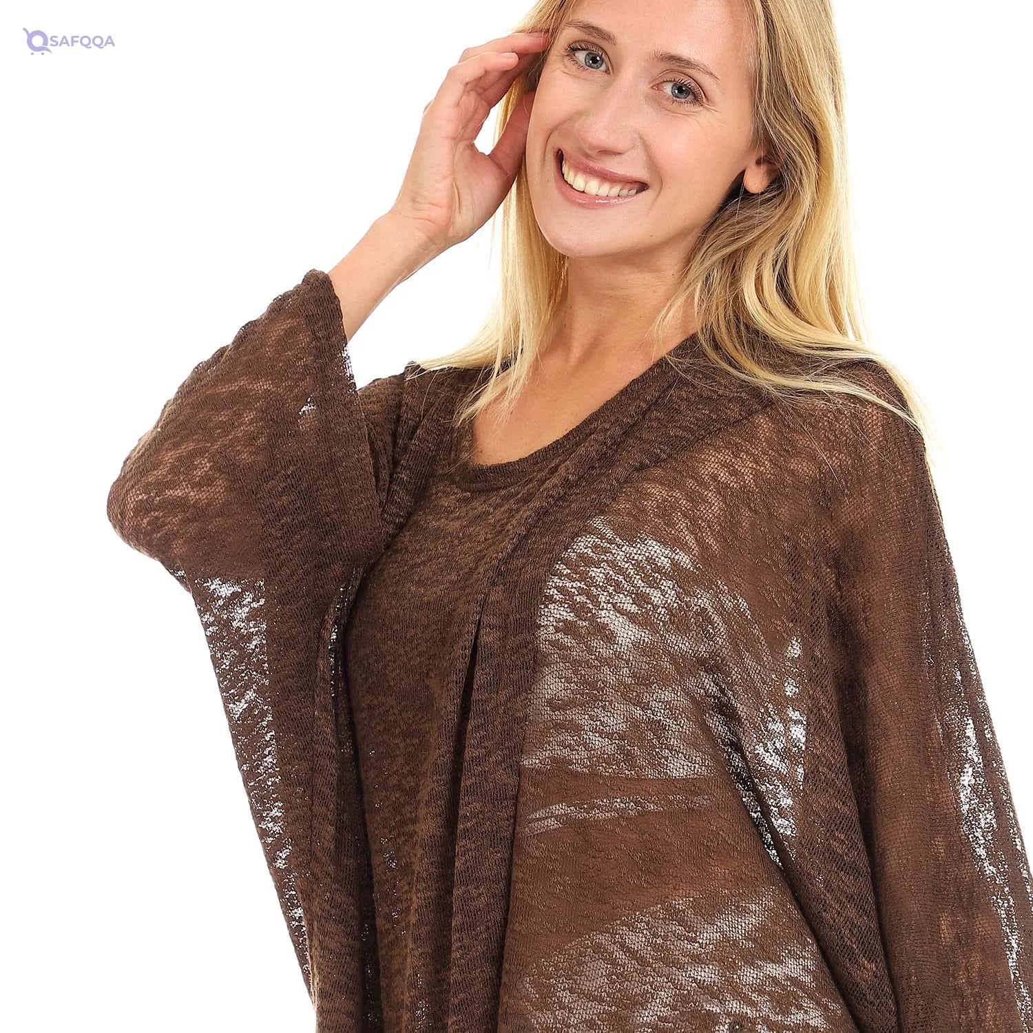 JAMILA Front Slit Wide Round Neck Cover up For Women,Front slit adds elegance and movement. - Safqqa
