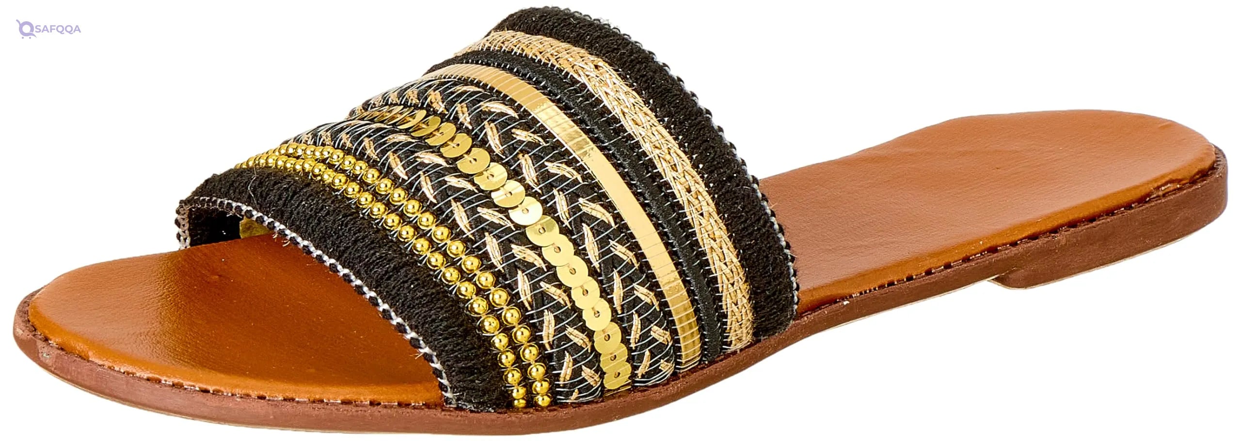 SWAY Slippers ,Lace Fabric Arabesque Style Embroidery Strap For Women,Lightweight and durable design. - Safqqa