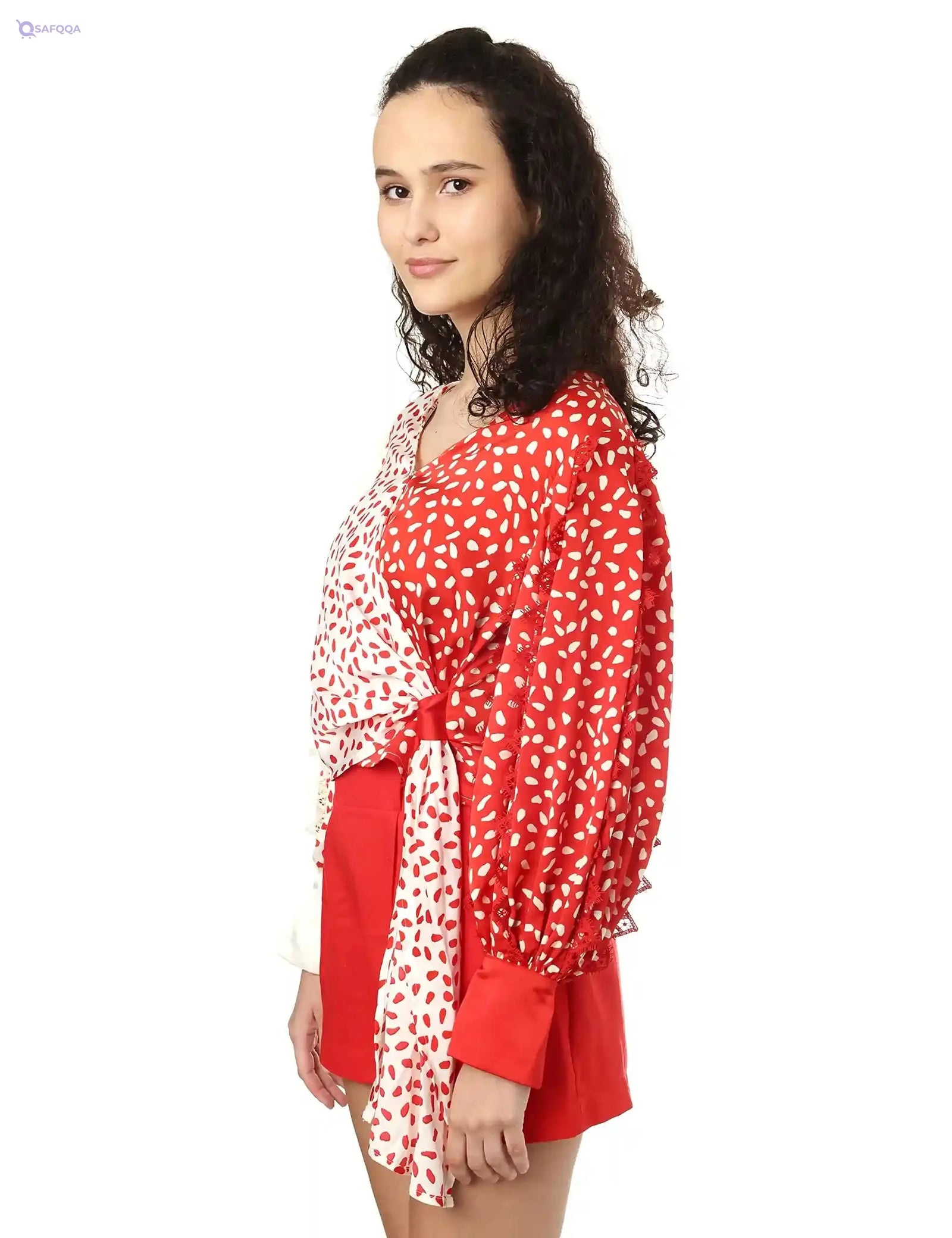 Elle Bishop Sleeves V-Neck Blouse for Women - Safqqa Egypt