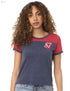 AEROPOSTALE Contrast Shoulders Round-Neck Letter-Print T-Shirt for Women - Safqqa Egypt