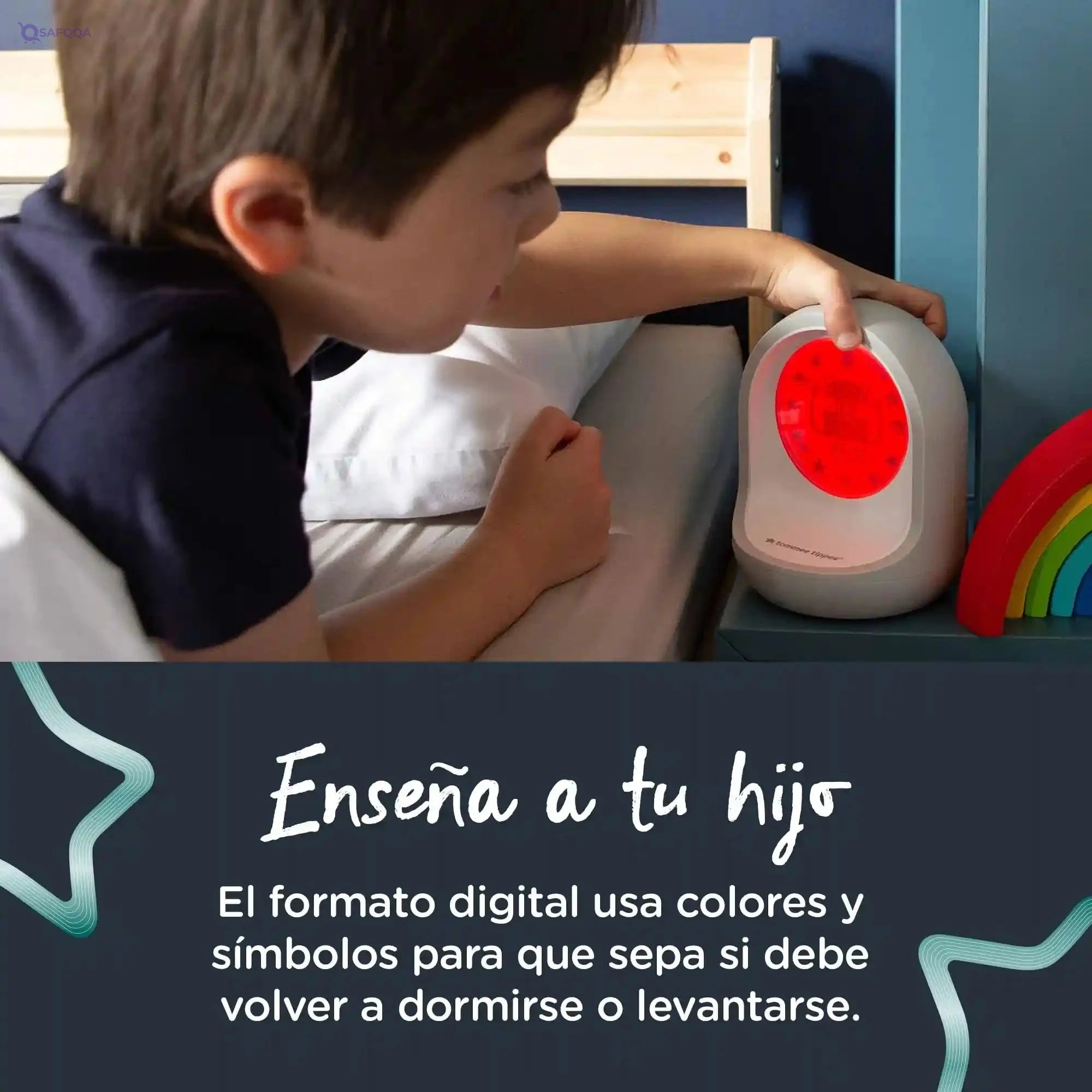 Tommee Tippee Sleep Trainer Clock, Timekeeper Connected Aid, From the Creators of Groclock, App-Enabled Alarm Clock and Nightlight for Children - Safqqa