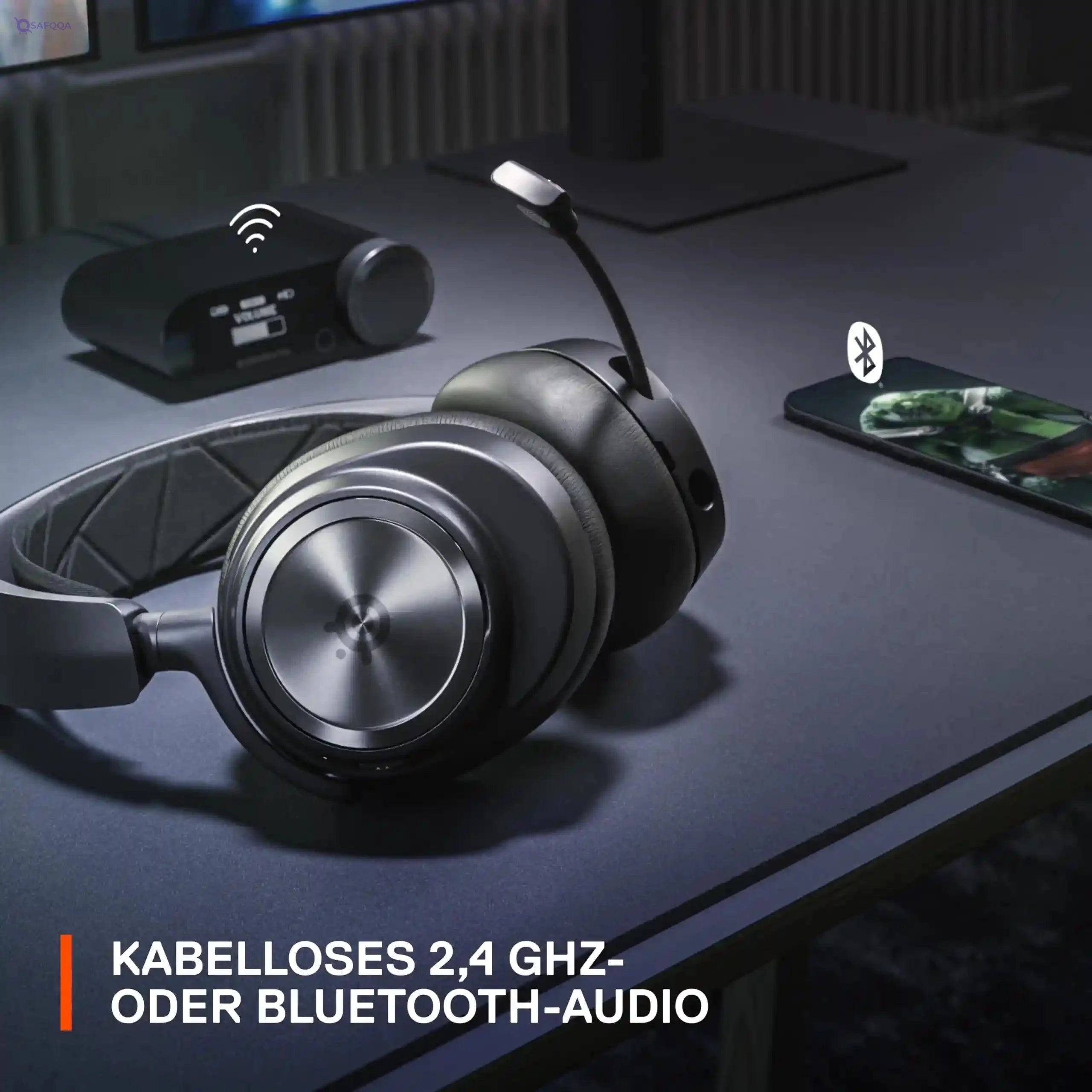 SteelSeries Arctis Nova Pro Wireless - Multi-System Gaming Headset - Premium Hi-Fi Drivers - Active Noise Cancellation - Infinity Power System - PC, PS5, PS4, Switch, Mobile - Safqqa