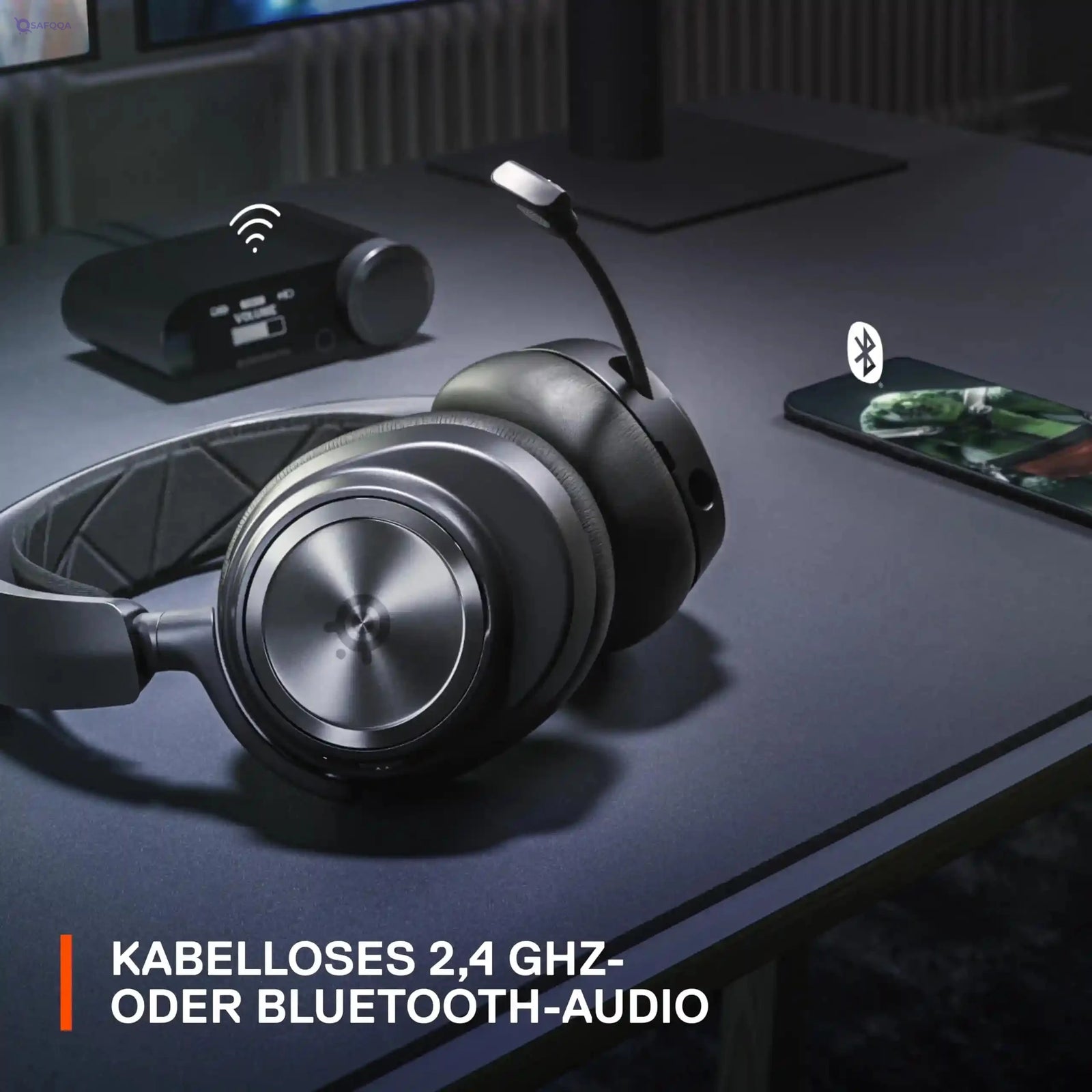 SteelSeries Arctis Nova Pro Wireless - Multi-System Gaming Headset - Premium Hi-Fi Drivers - Active Noise Cancellation - Infinity Power System - PC, PS5, PS4, Switch, Mobile - Safqqa