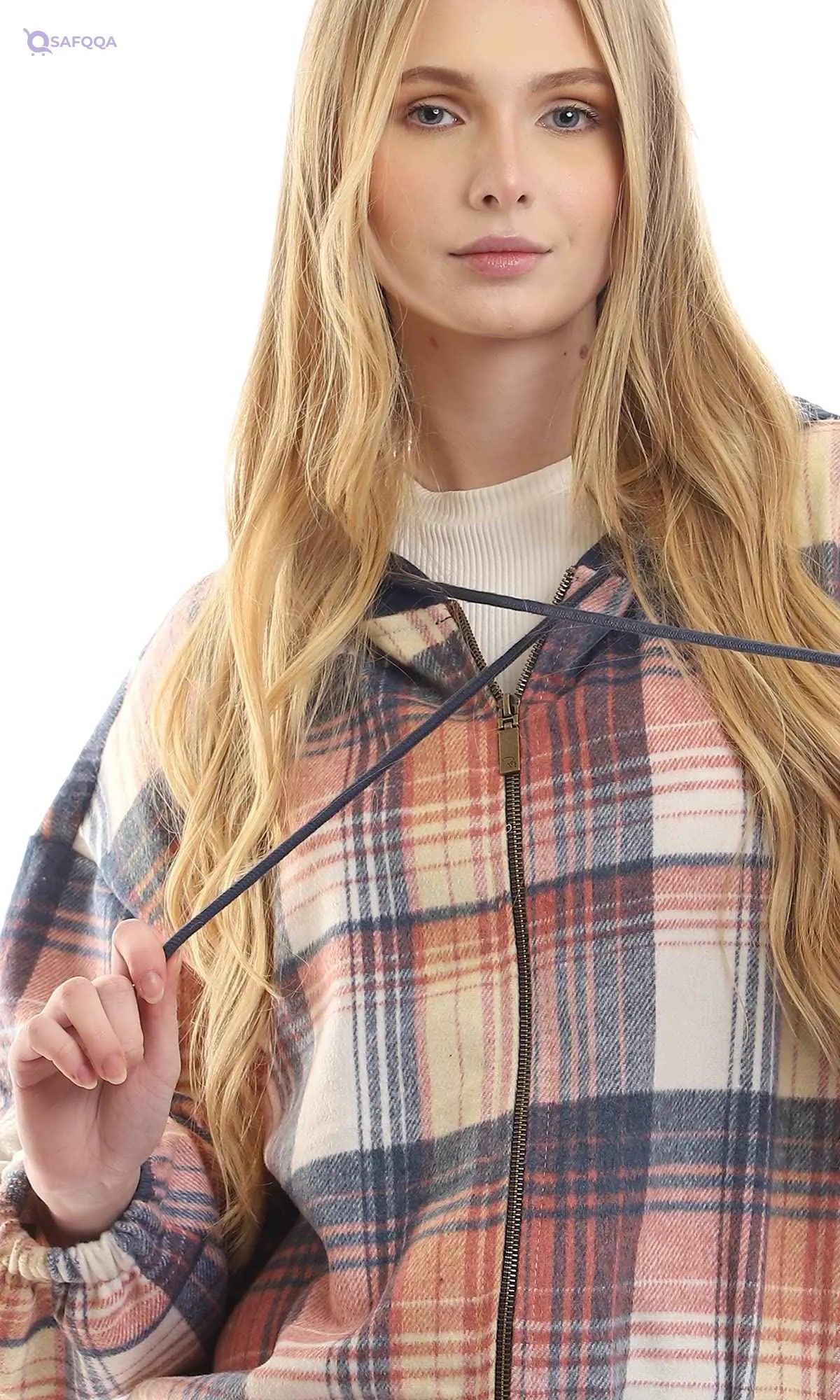 Ravin 95900 Hooded Neck Plaids Sweatshirt, - Safqqa