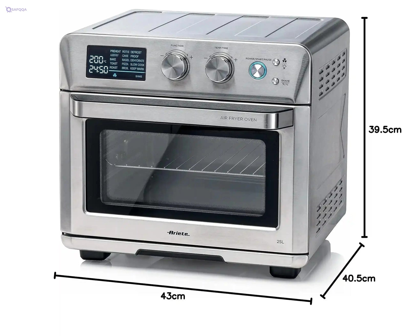 Ariete Airy Fryer 2-In-1, 25L Toaster Oven + 7L Air Fryer, Oven Toaster Grill With Large Capacity, Rotisserie Function, Silver - Safqqa