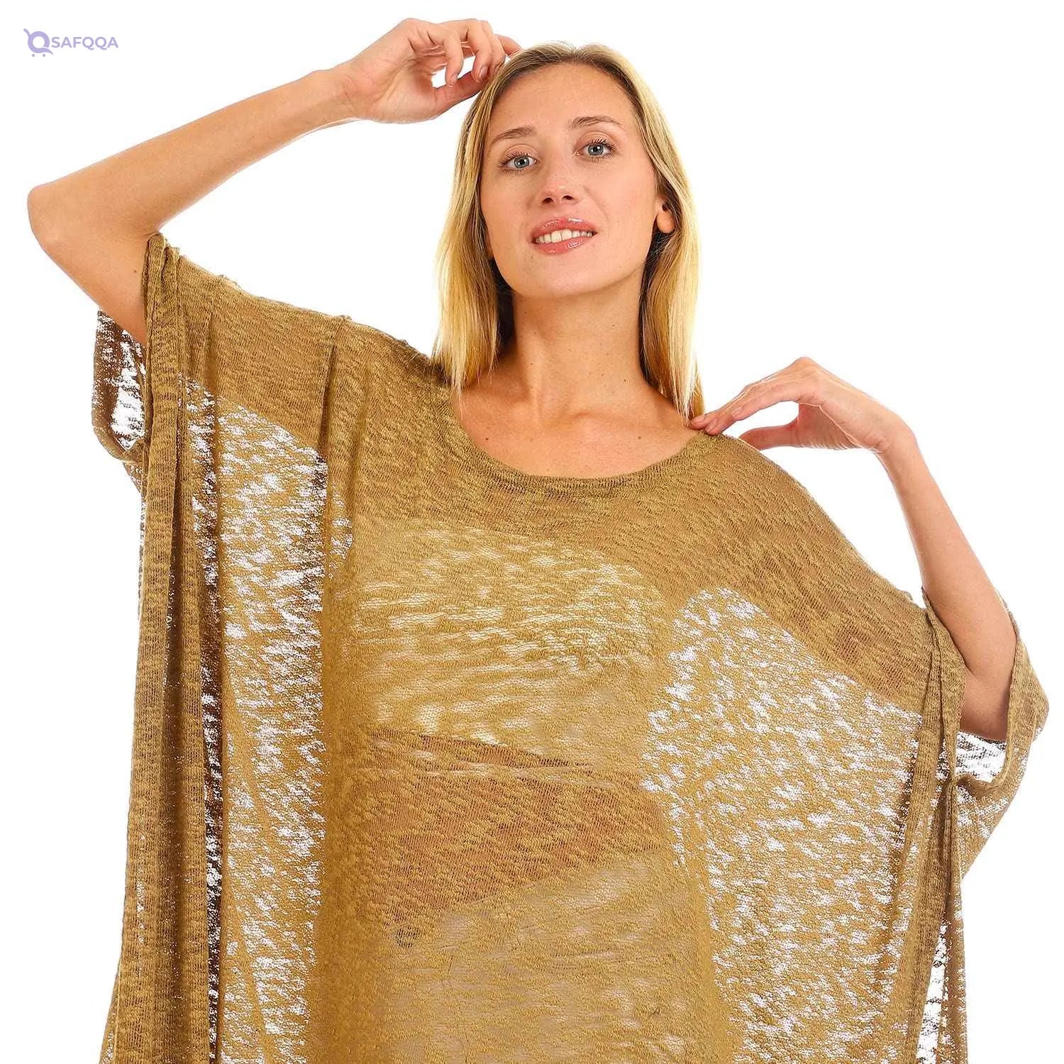 Jamila Women Knitted Loose Wide Round Cover up - Safqqa Egypt
