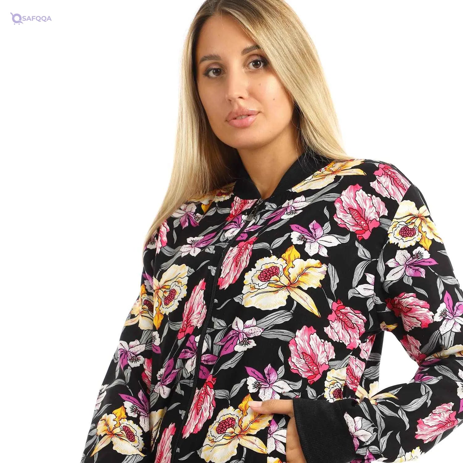 JAMILA Printed Jacket With Pockets For Women,Lightweight and breathable, perfect for layering. - Safqqa
