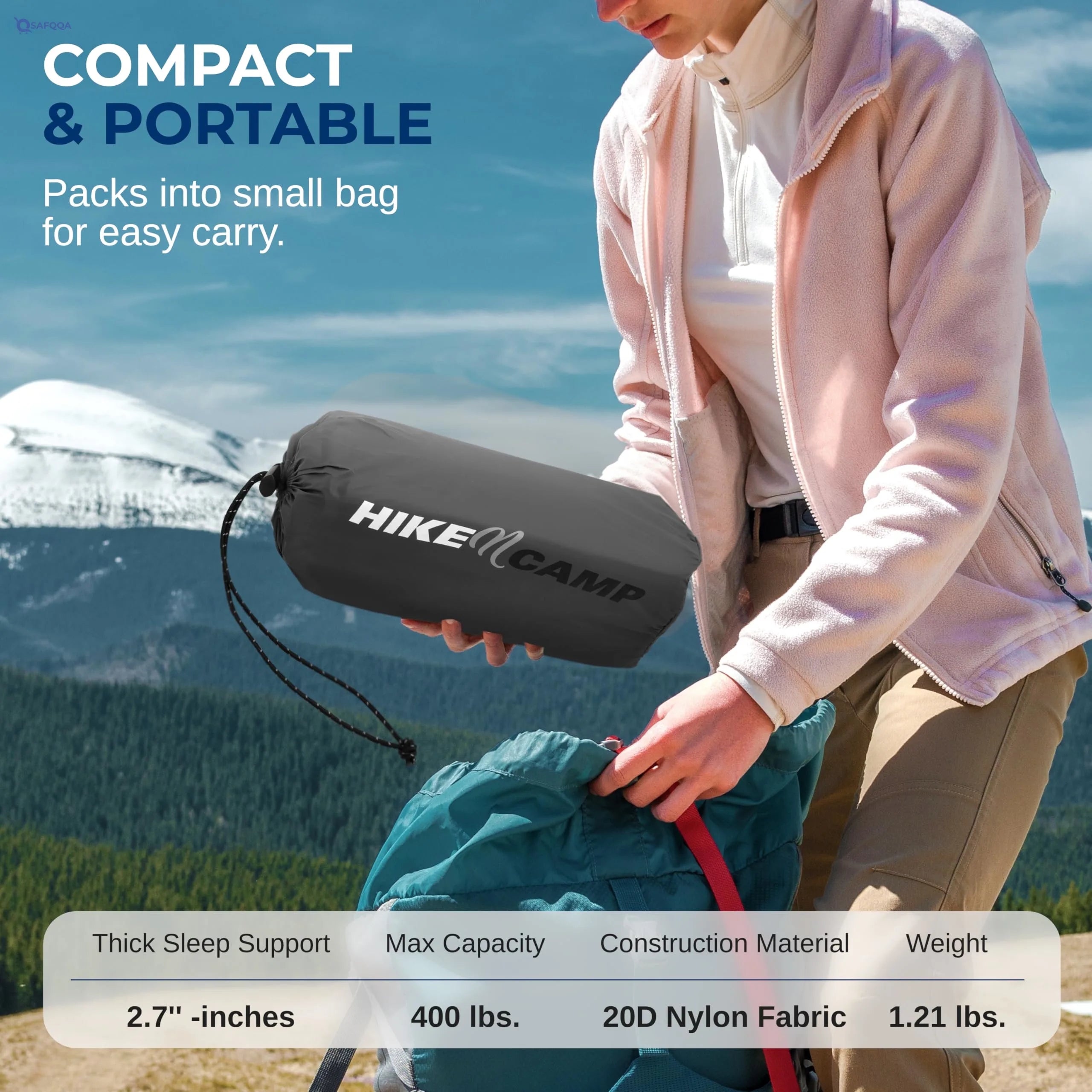 SereneLife Backpacking Air Mattress – Portable Sleeping Pad - Safqqa