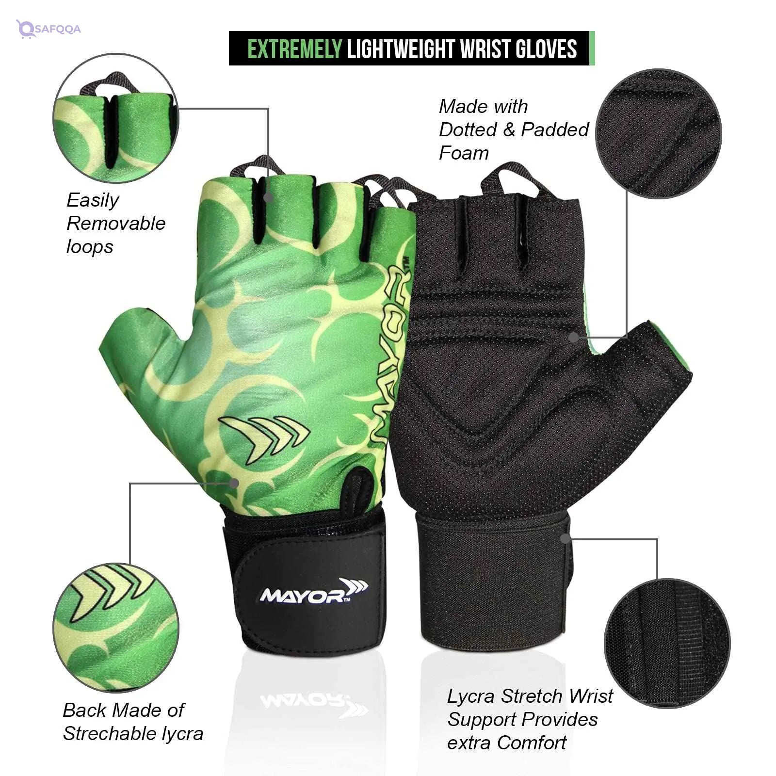 Mayor Pluto Exercise/Weight Lifting Gloves for Men, Women. Gym Gloves with Wrist Support for Workout Training Gloves Exercise Fitness, Hanging, Pull Ups, Suitable for Dumbbells & Cycling - Safqqa