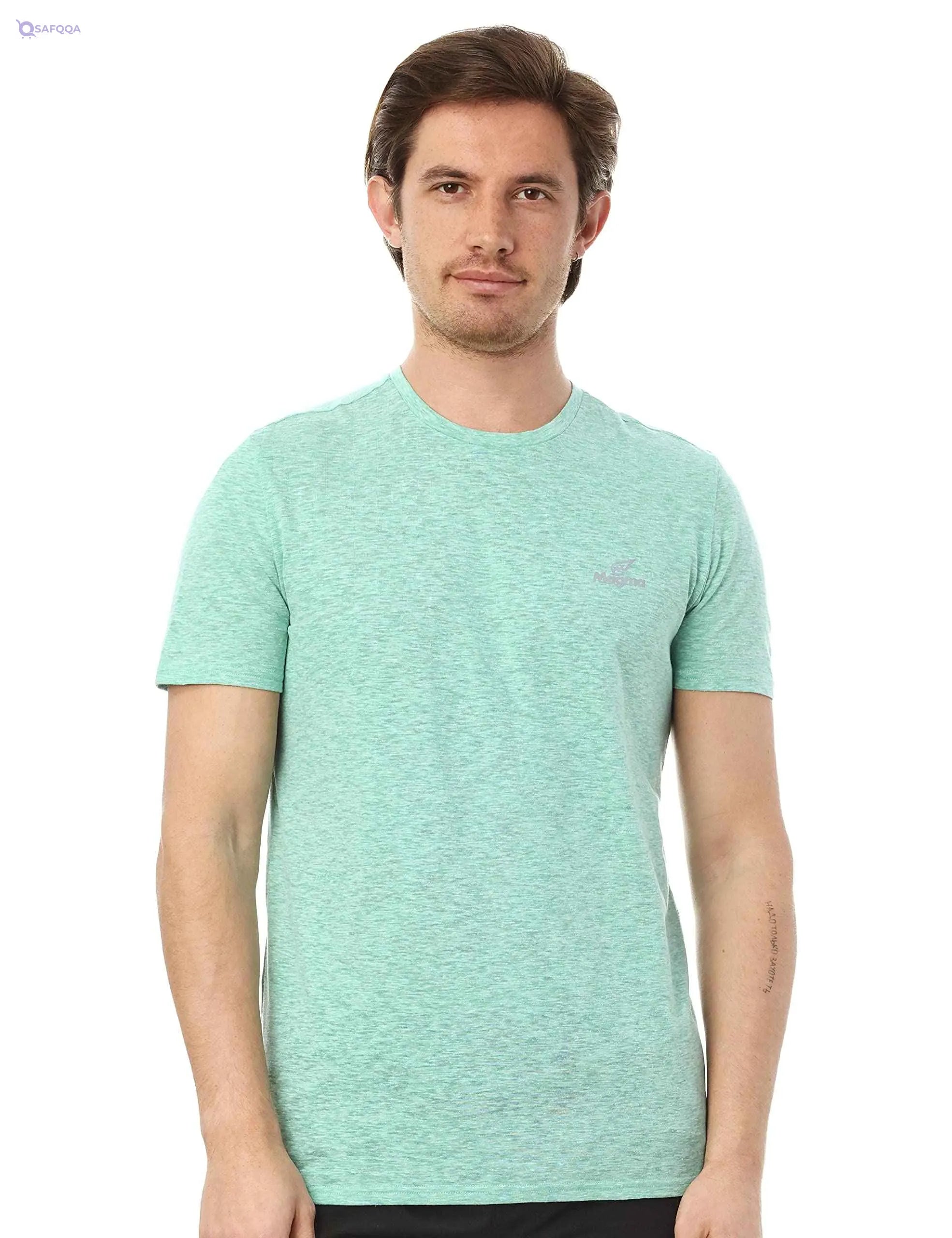 Magma Polyester Chest Print Short Sleeves Round Neck Sport T-Shirt for Men - Safqqa Egypt