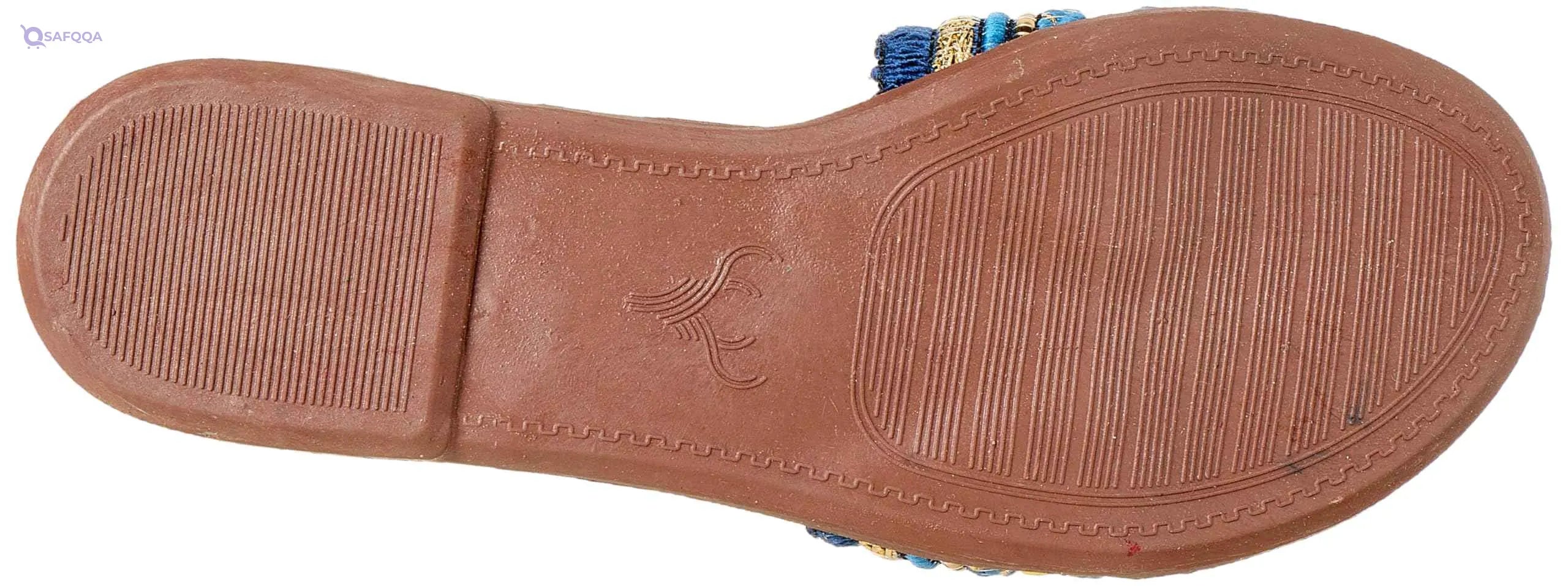 Sway 1 cm Slippers with Lace Fabric Strap Featuring Arabesque Style Embroidery - Safqqa