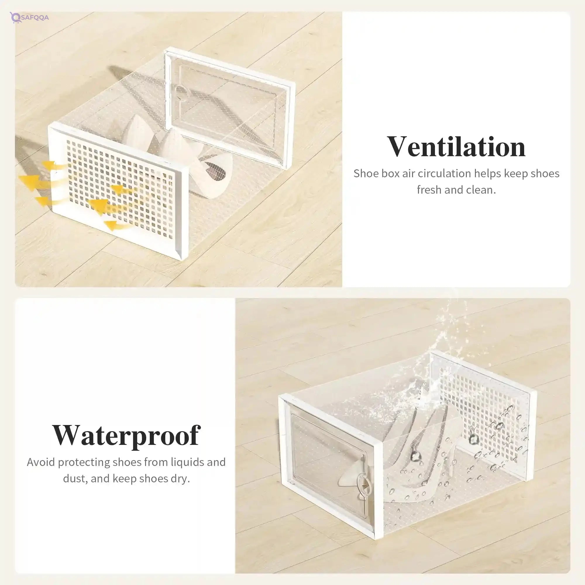 Kuject X-Large Shoe Storage Boxes – Clear Plastic, 12 Pack - Safqqa