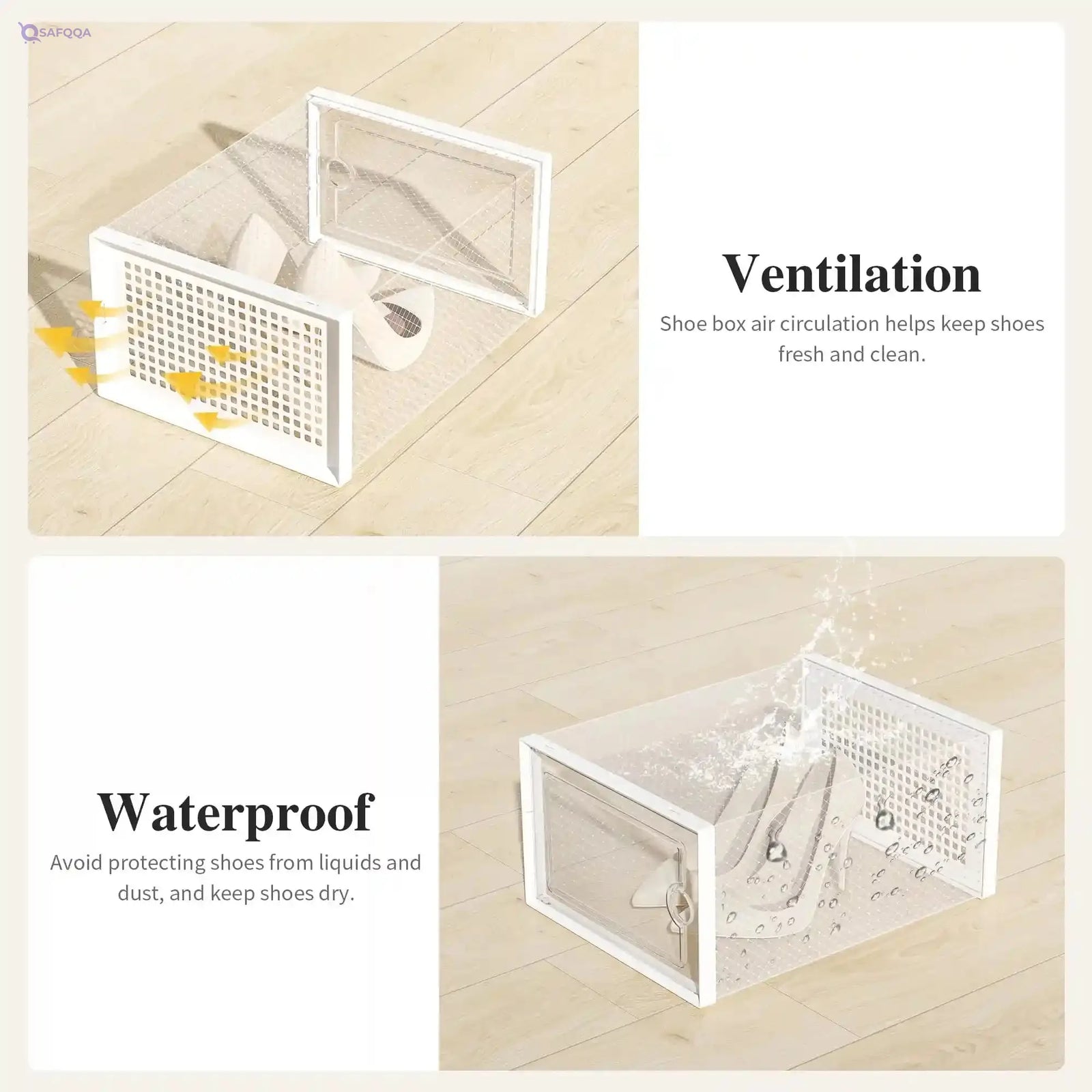 Kuject X-Large Shoe Storage Boxes – Clear Plastic, 12 Pack - Safqqa