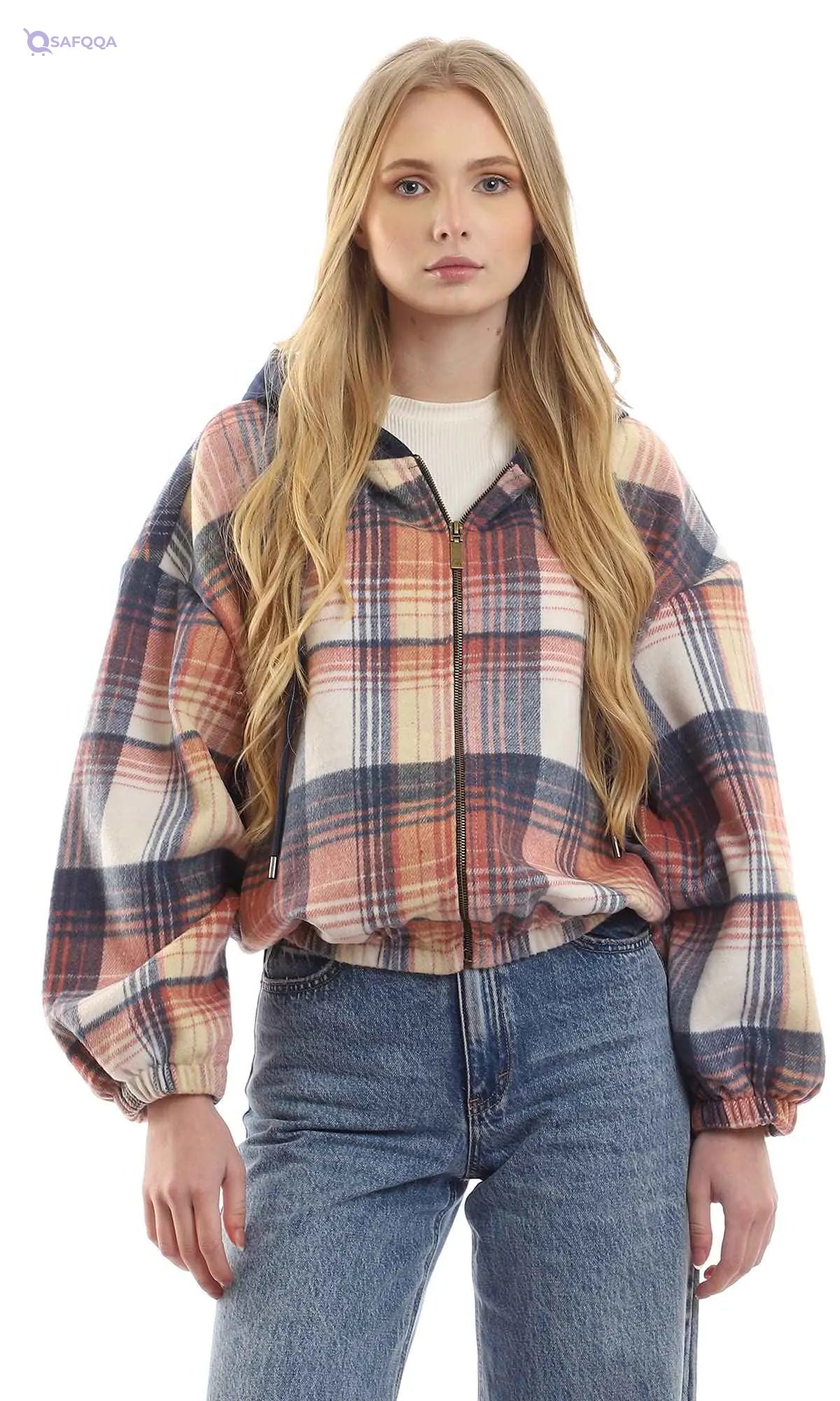 Ravin 95900 Hooded Neck Plaids Sweatshirt, - Safqqa