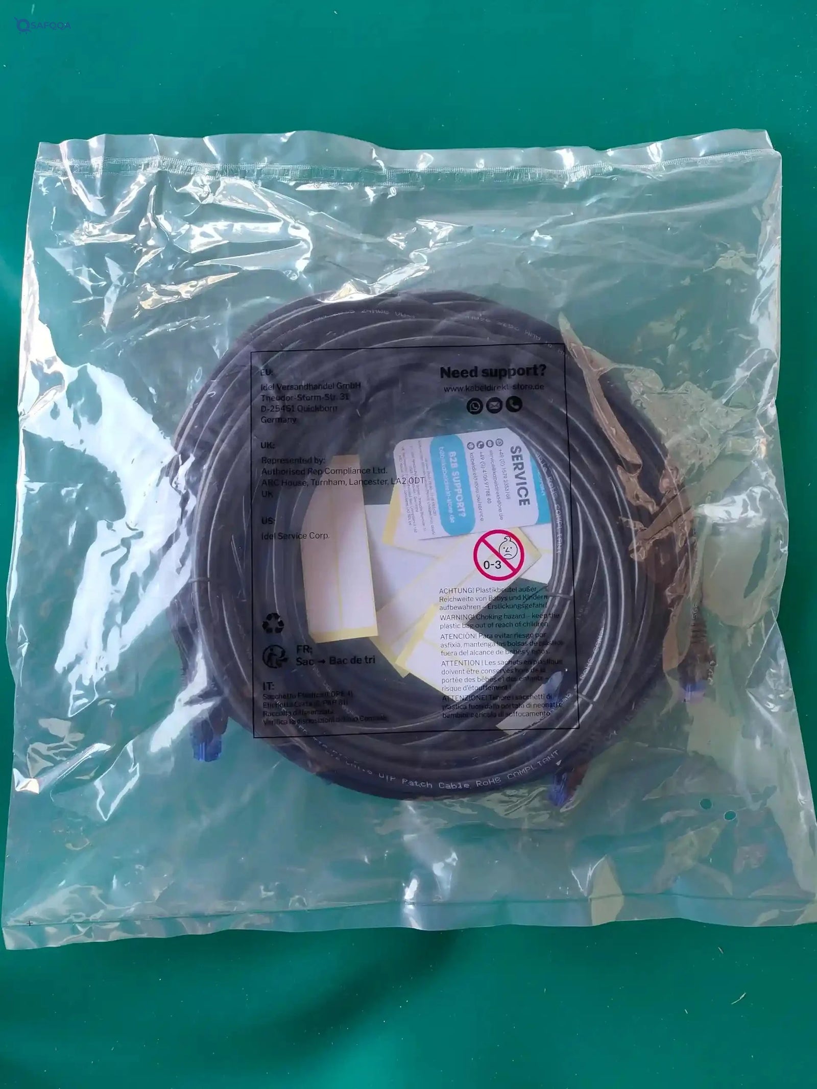 KabelDirekt 5-meter cable transmitting internet at 1 gigabit per second, black/blue - Safqqa