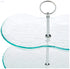 Harmony  3 Tier Serving Tray With Silver Handle, Clear, Glass - Safqqa