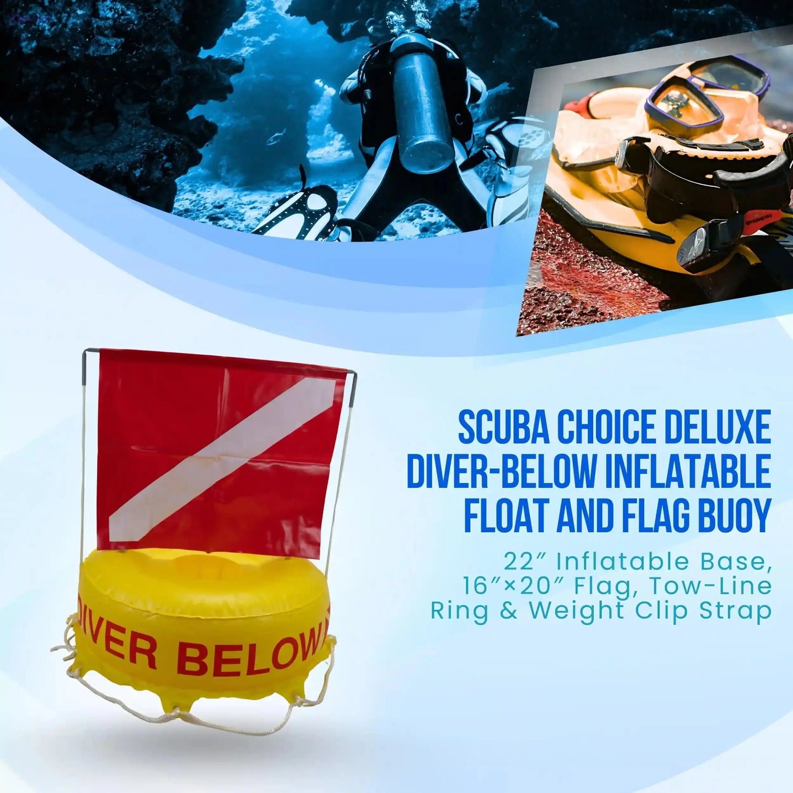 Scuba Choice Diver Below Inflatable Float and Flag Bouy - Safqqa